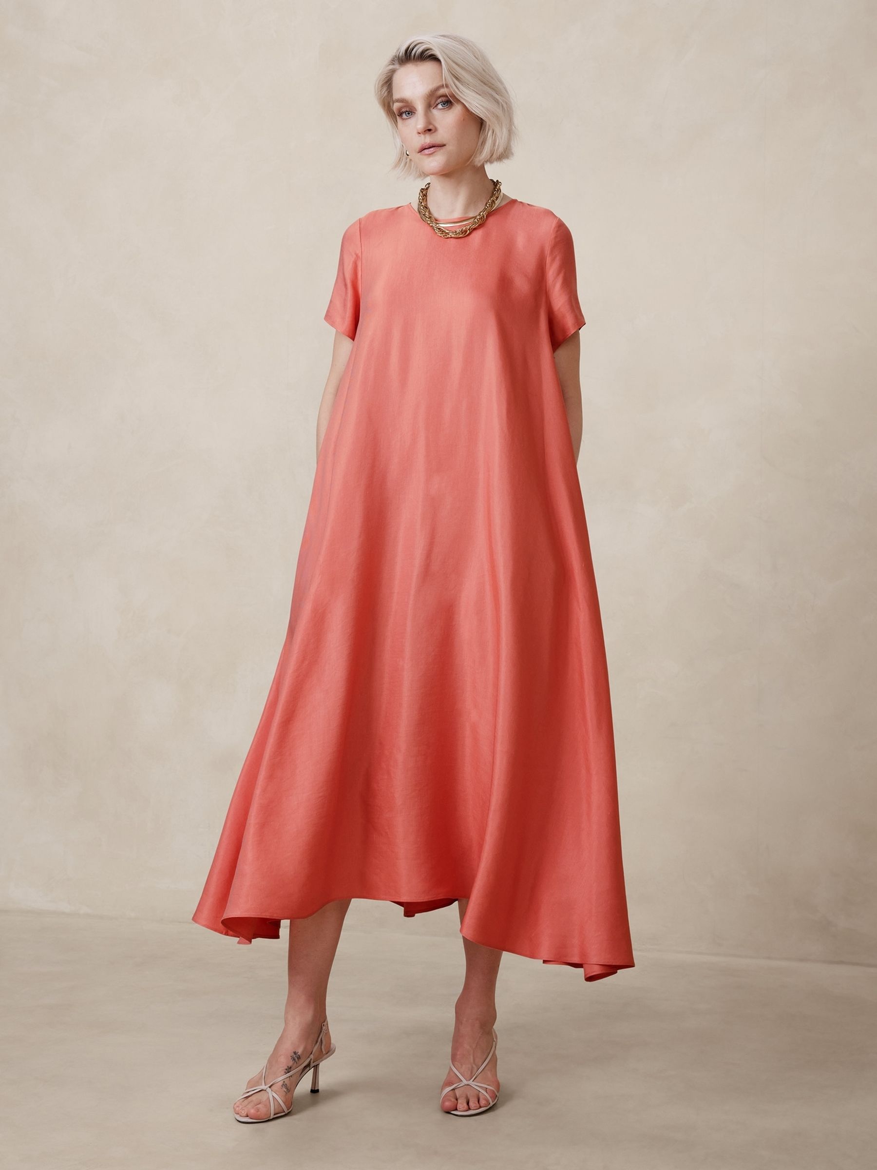 Banana Republic Pink Aurelia Linen-Blend Maxi Dress - Image 1 of 1