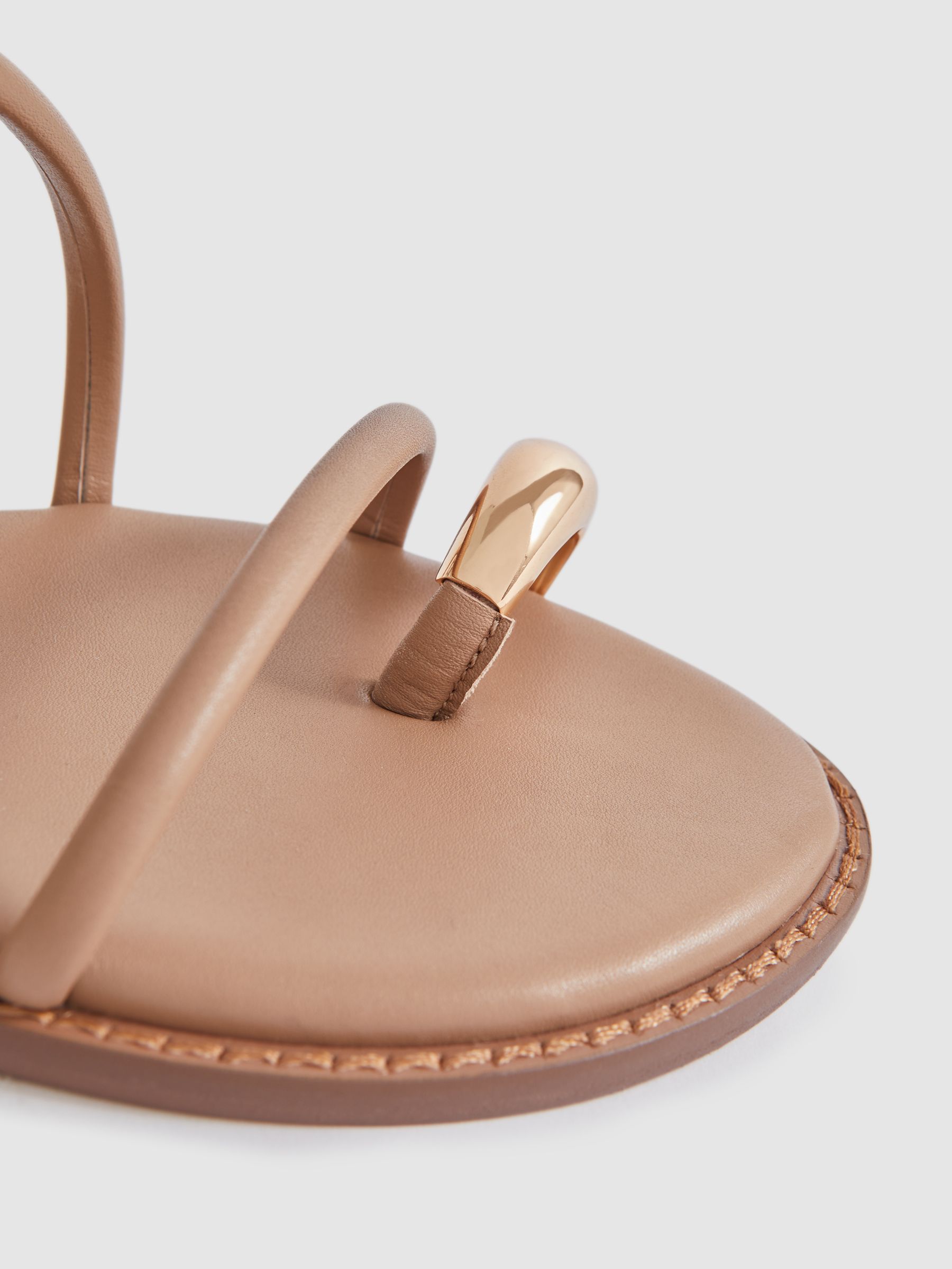 Strappy Leather Sandals with Toe Ring in Nude - Image 5 of 5