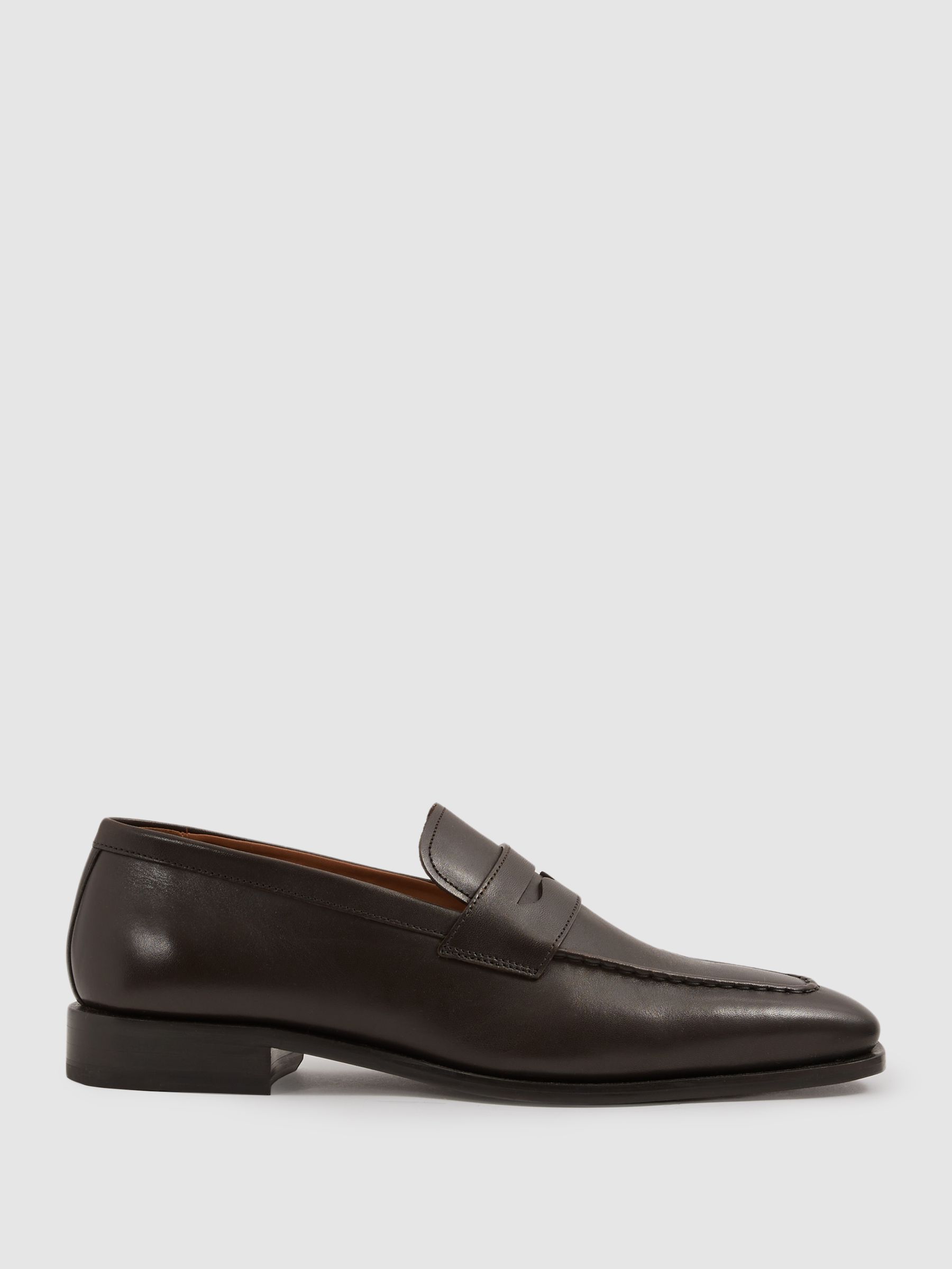 Leather Saddle Loafers in Dark Brown - Image 1 of 5