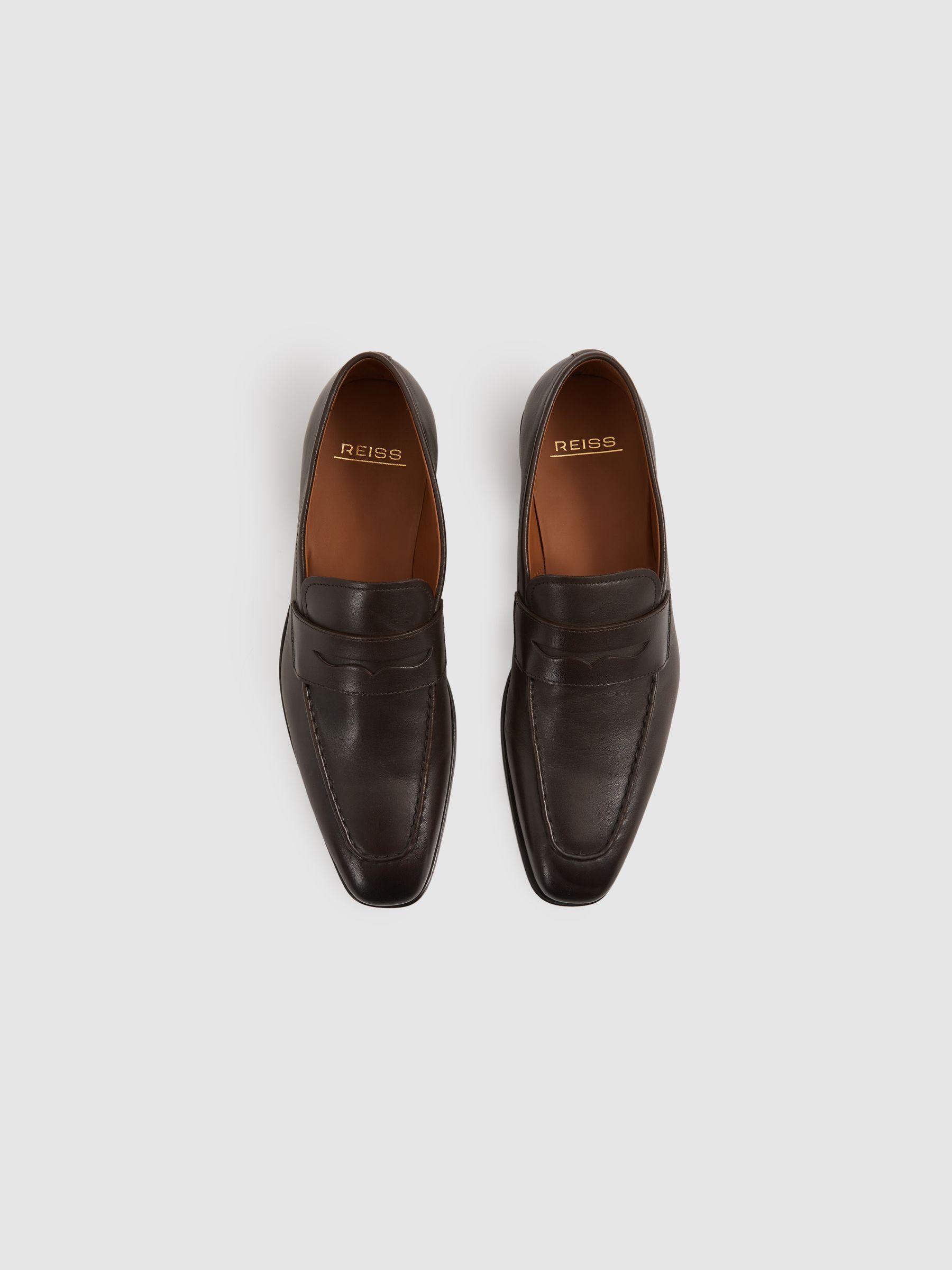 Leather Saddle Loafers in Dark Brown - Image 3 of 5