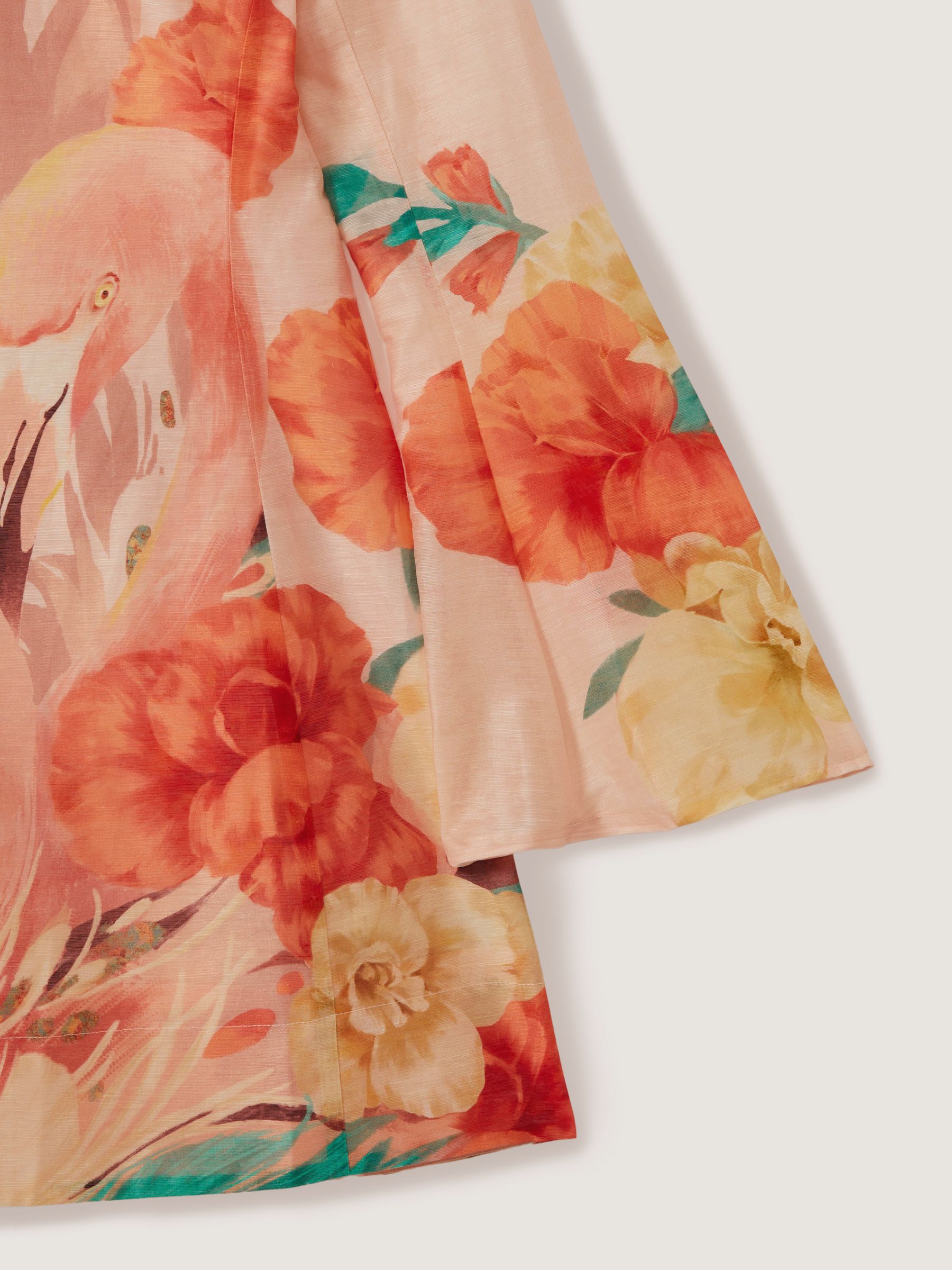 Leo Lin Linen Blend Printed A-Line Mini Dress in Soft Pink Print - Image 2 of 6