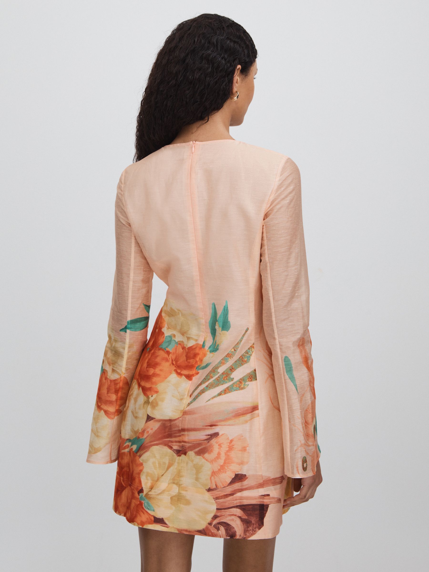 Leo Lin Linen Blend Printed A-Line Mini Dress in Soft Pink Print - image 5