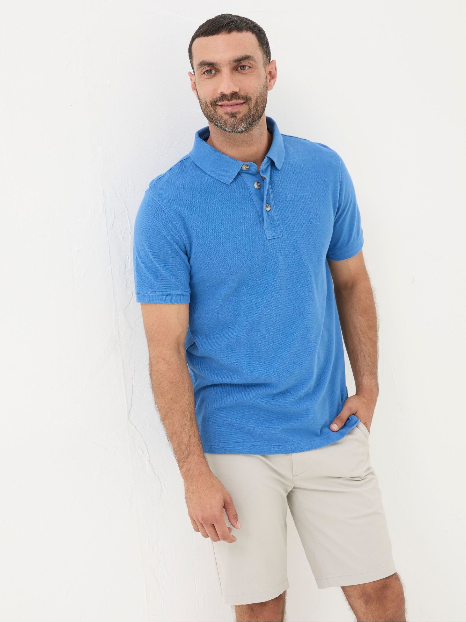 Blue Pique Polo Shirt - Image 1 of 4