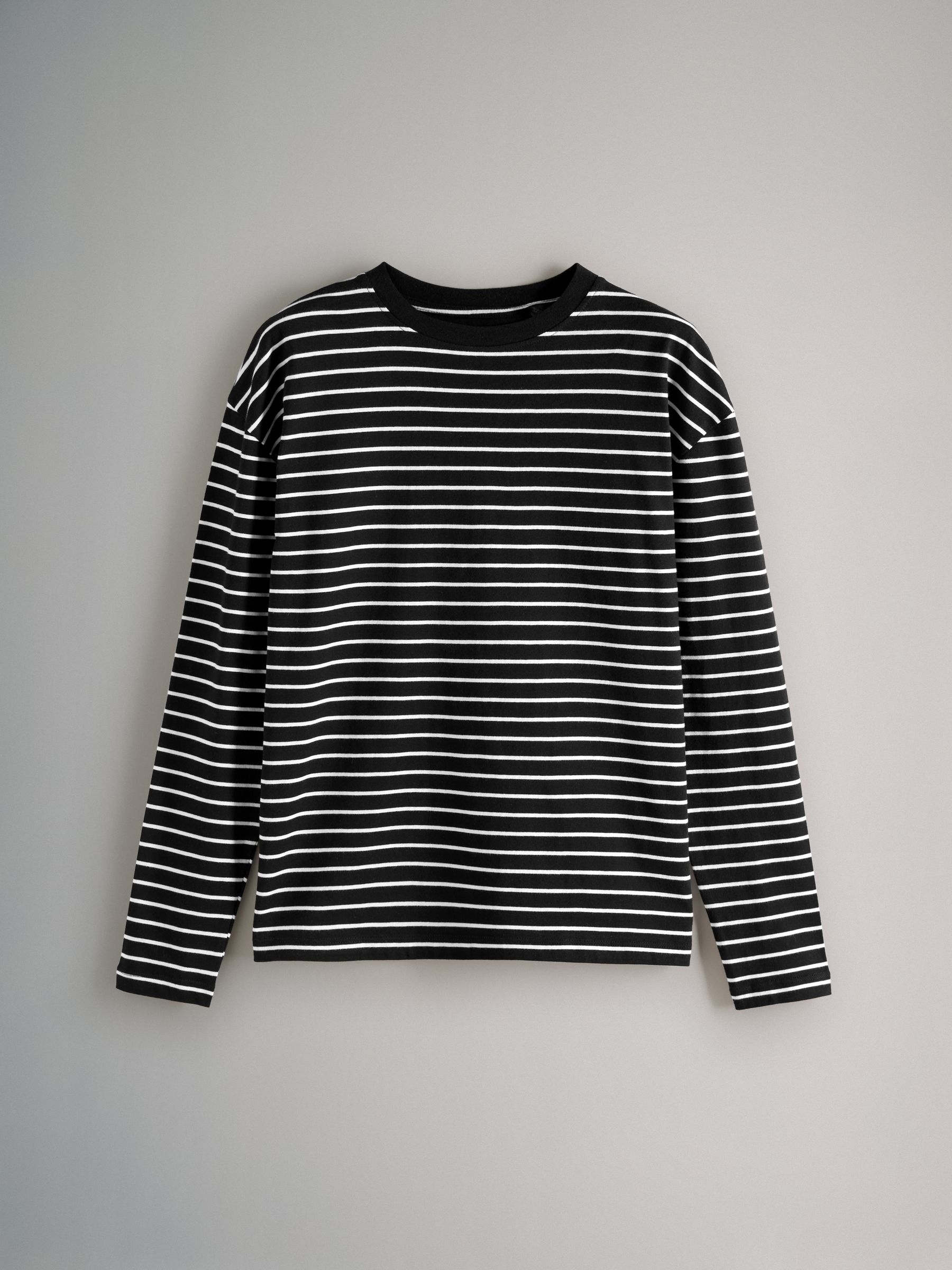 Black/Grey/White/Black & White Stripe - 4 Pack Relaxed Long Sleeve T-Shirts - Image 12 of 13