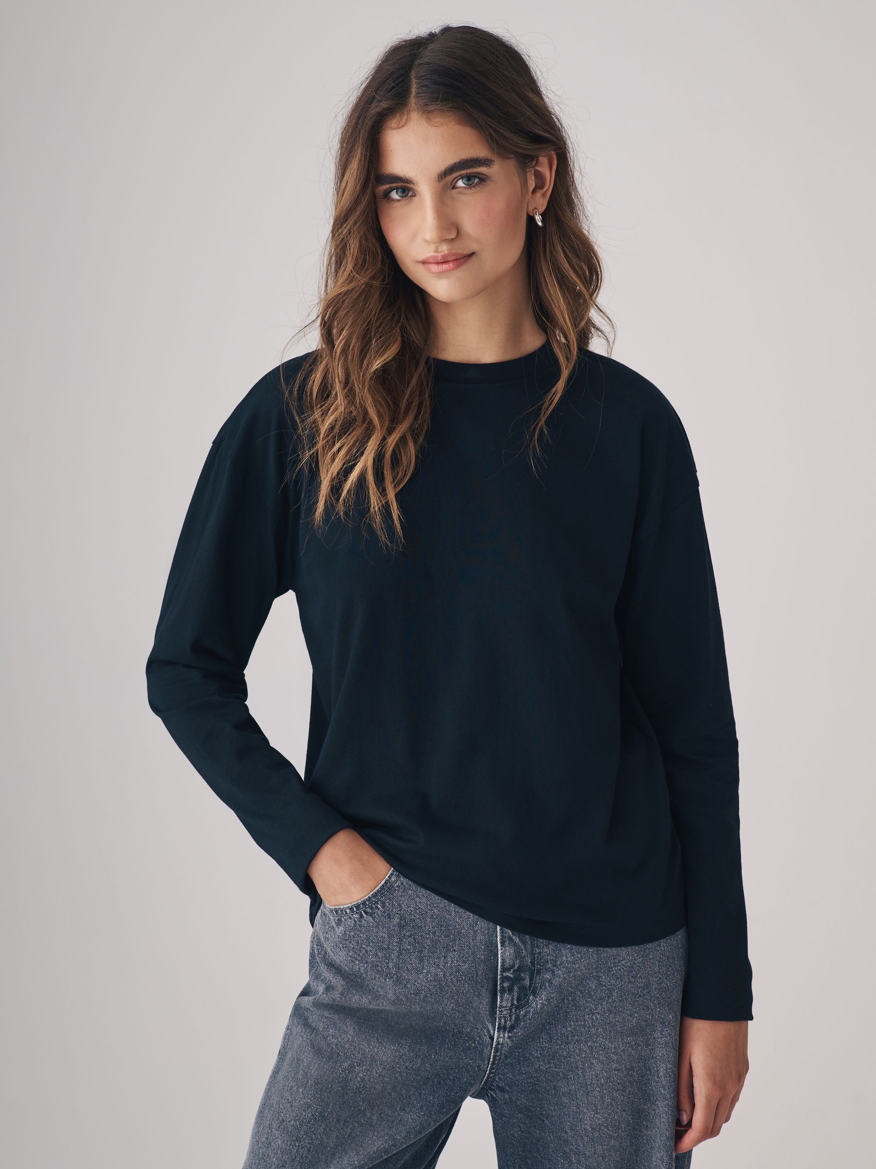 Black/Grey/White/Black & White Stripe - 4 Pack Relaxed Long Sleeve T-Shirts - Image 3 of 13