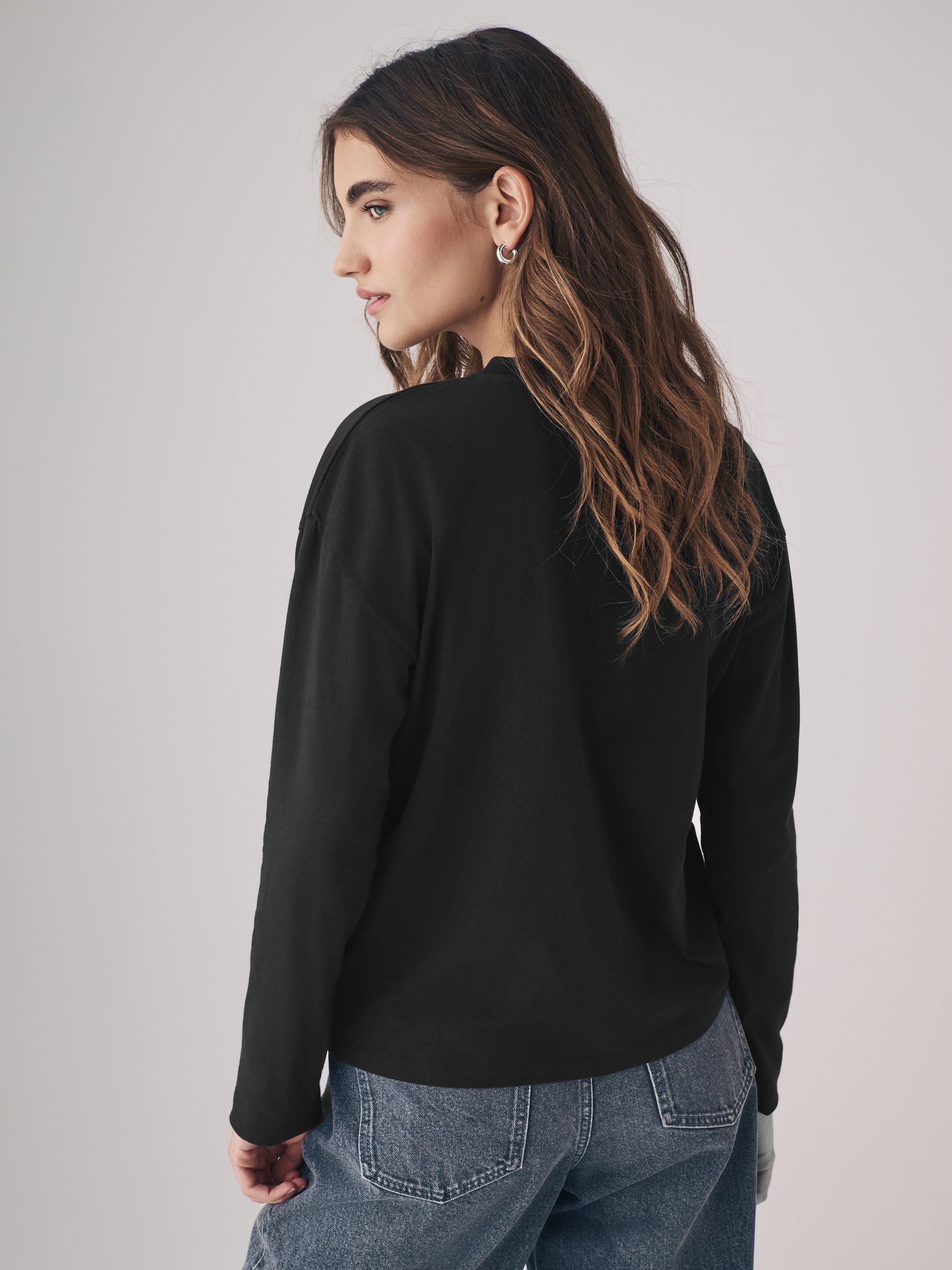 Black/Grey/White/Black & White Stripe - 4 Pack Relaxed Long Sleeve T-Shirts - Image 4 of 13
