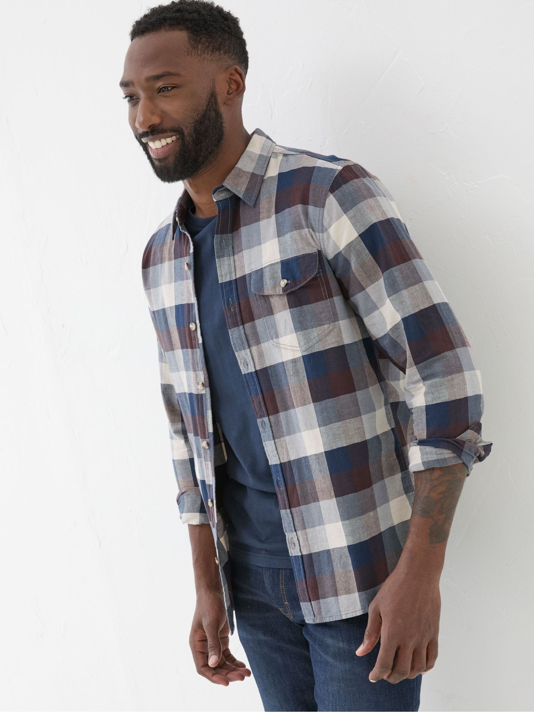 Blue Long Sleeve Buffalo Check Shirt - Image 1 of 7