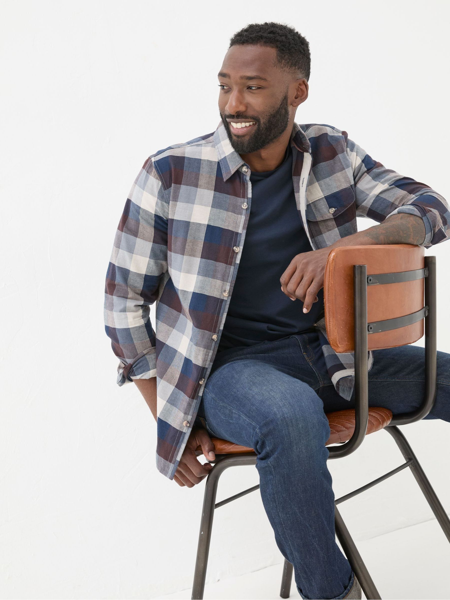 Blue Long Sleeve Buffalo Check Shirt - Image 4 of 7