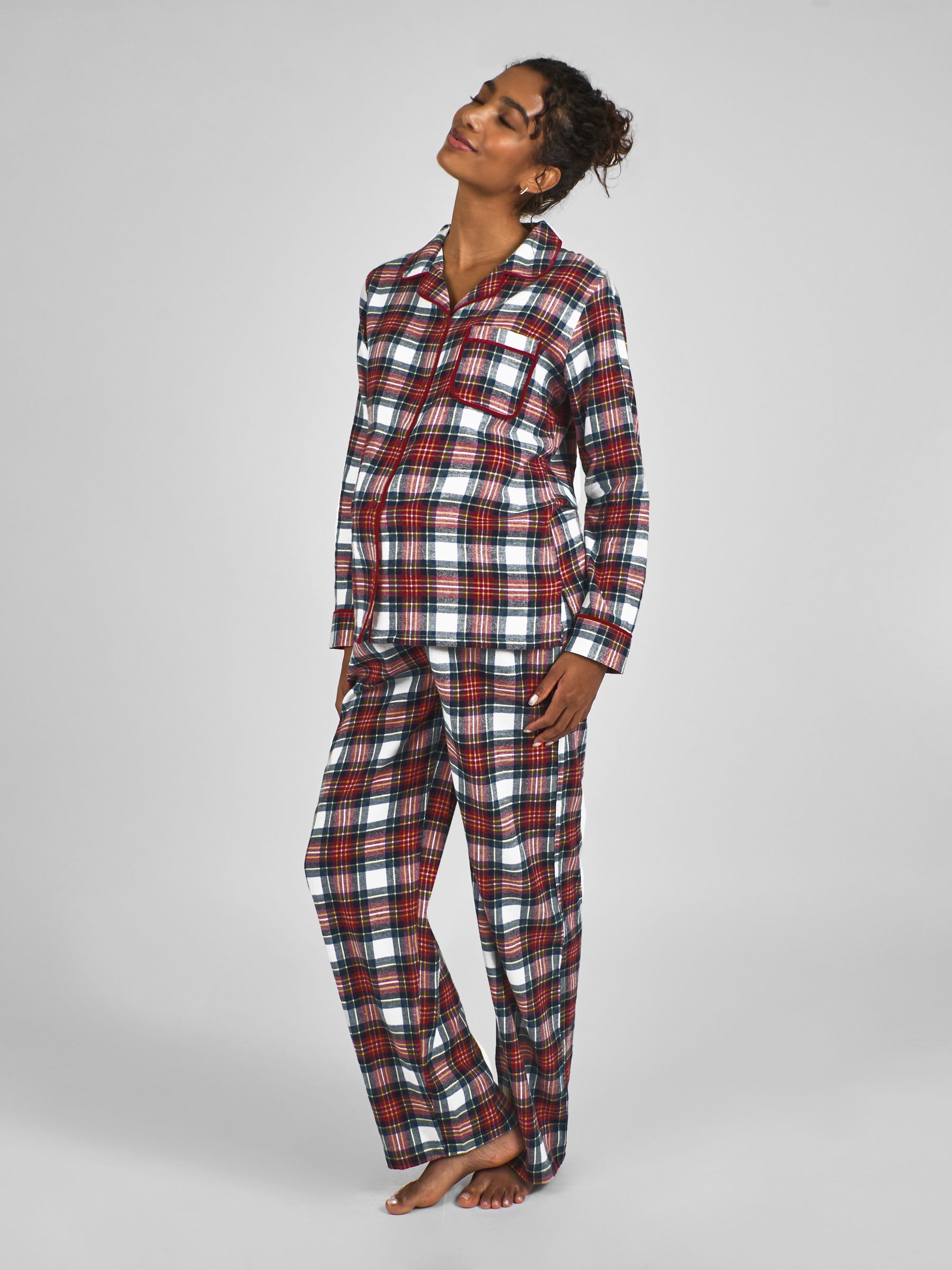 Cream Maternity Check Woven Pyjama Set - Image 3 of 5