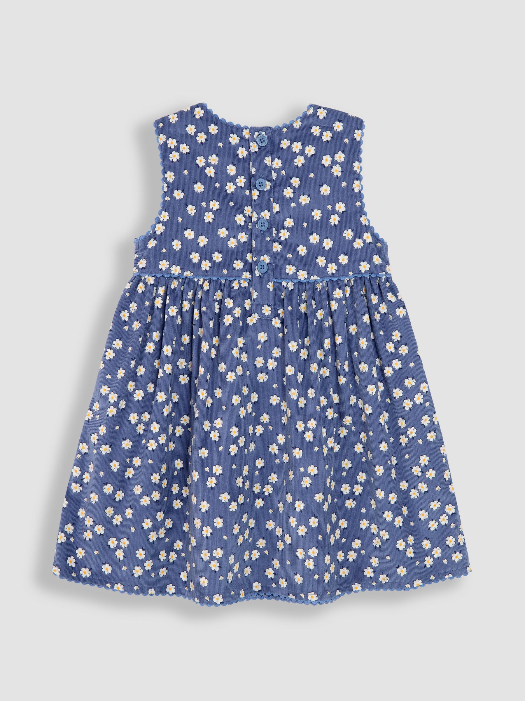 Navy Blue Daisy Floral Cord Dress - Image 2 of 3