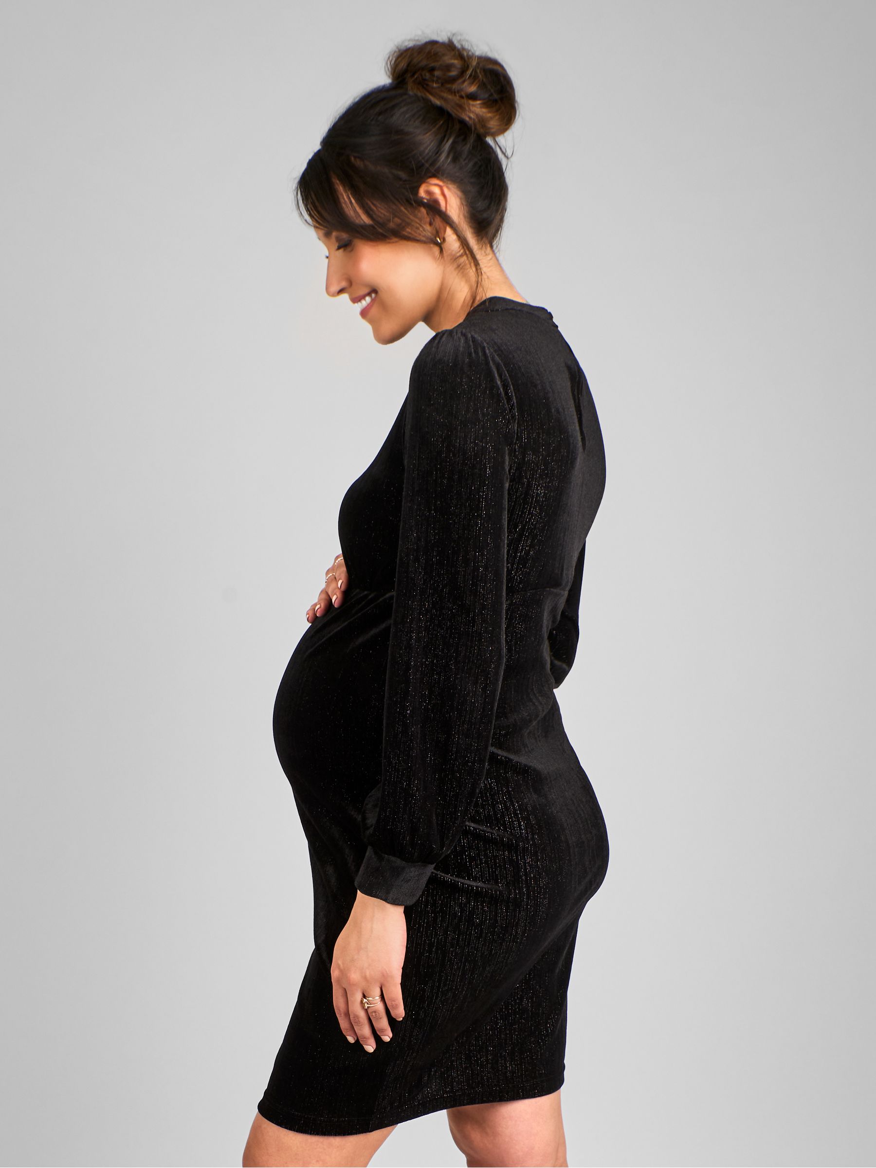 Black Sparkle High Neck Maternity Mini Dress - Image 3 of 4