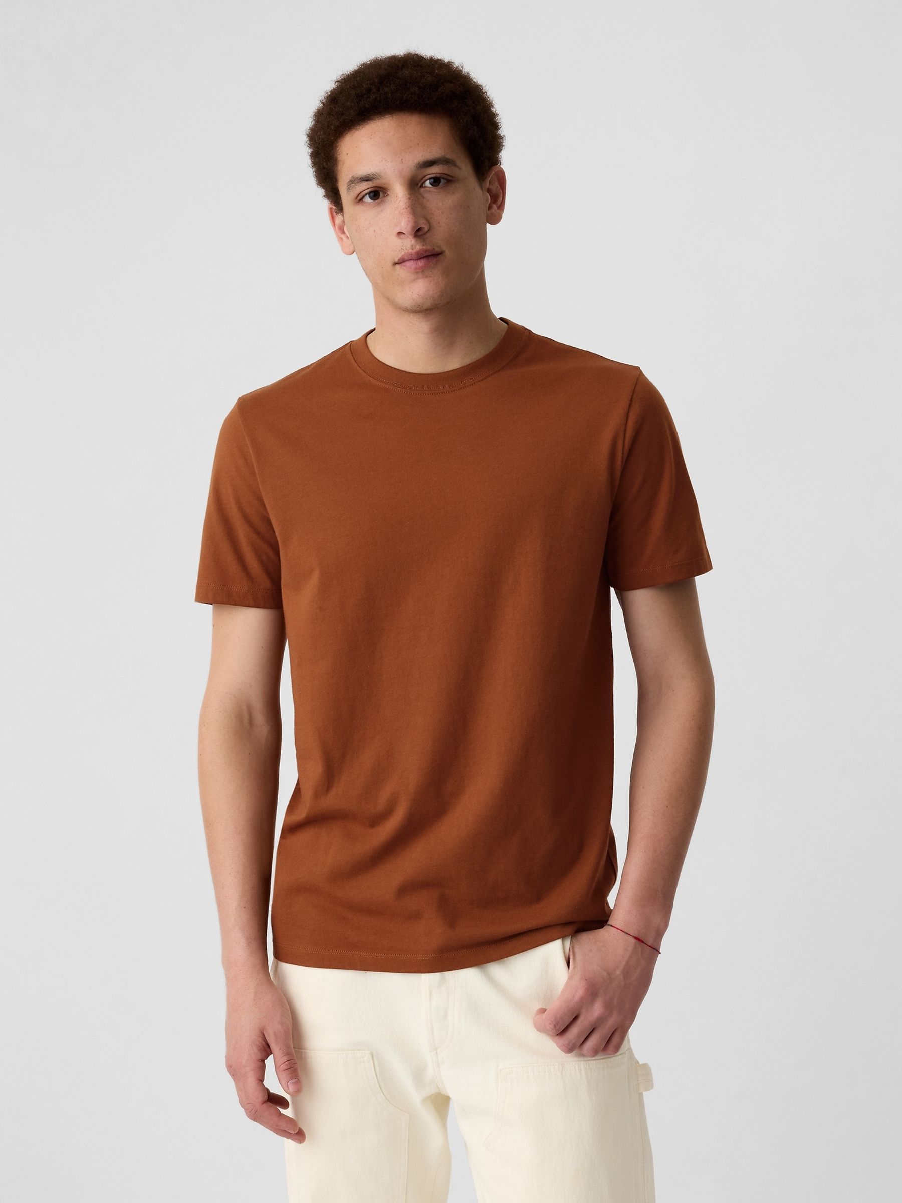 Brown Short Sleeve Everyday 100% Cotton Crew Neck Long Sleeve T-Shirt 1 - Image 1 of 1