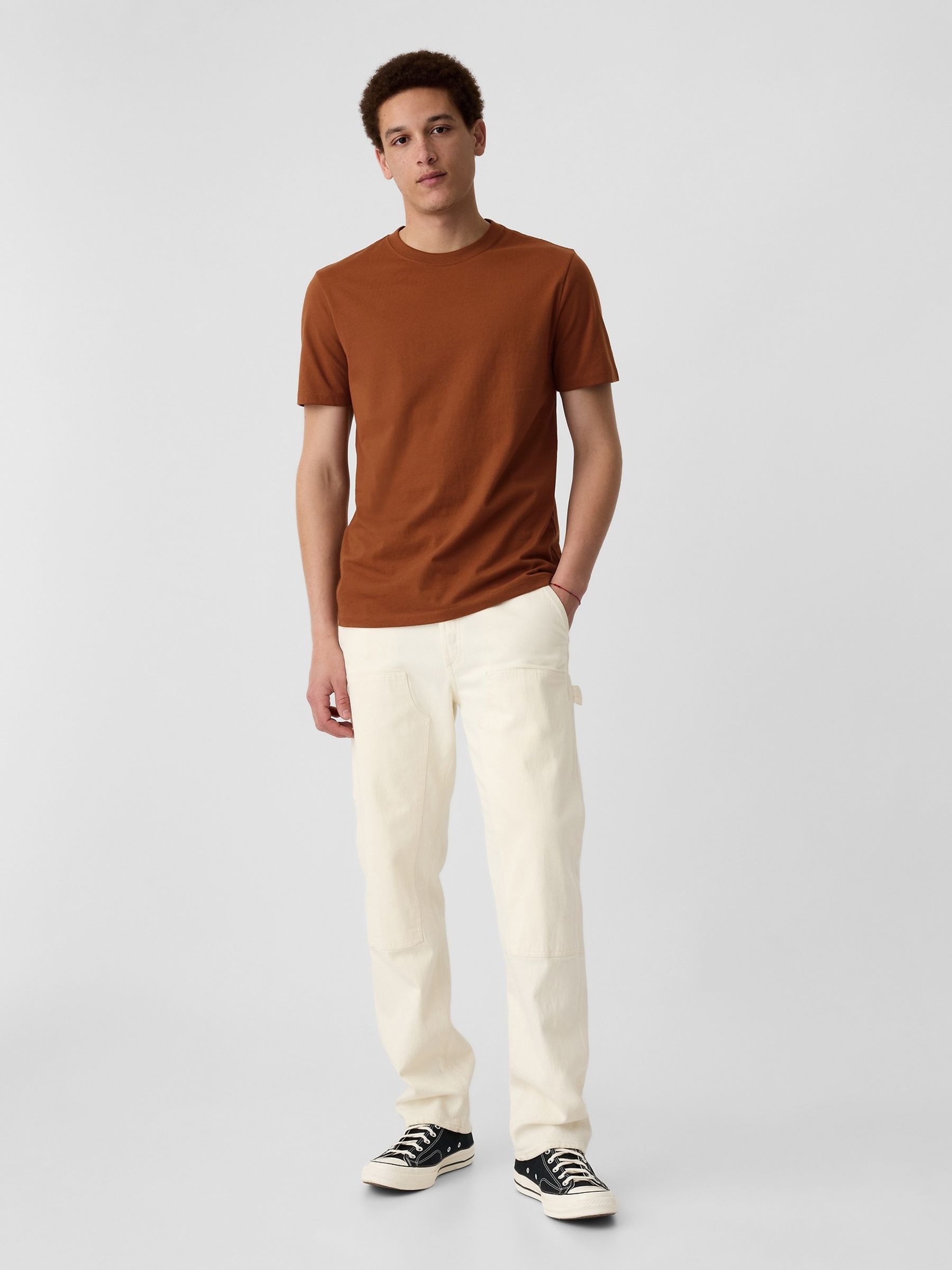 Brown Short Sleeve Everyday 100% Cotton Crew Neck Long Sleeve T-Shirt 1 - Image 3 of 4