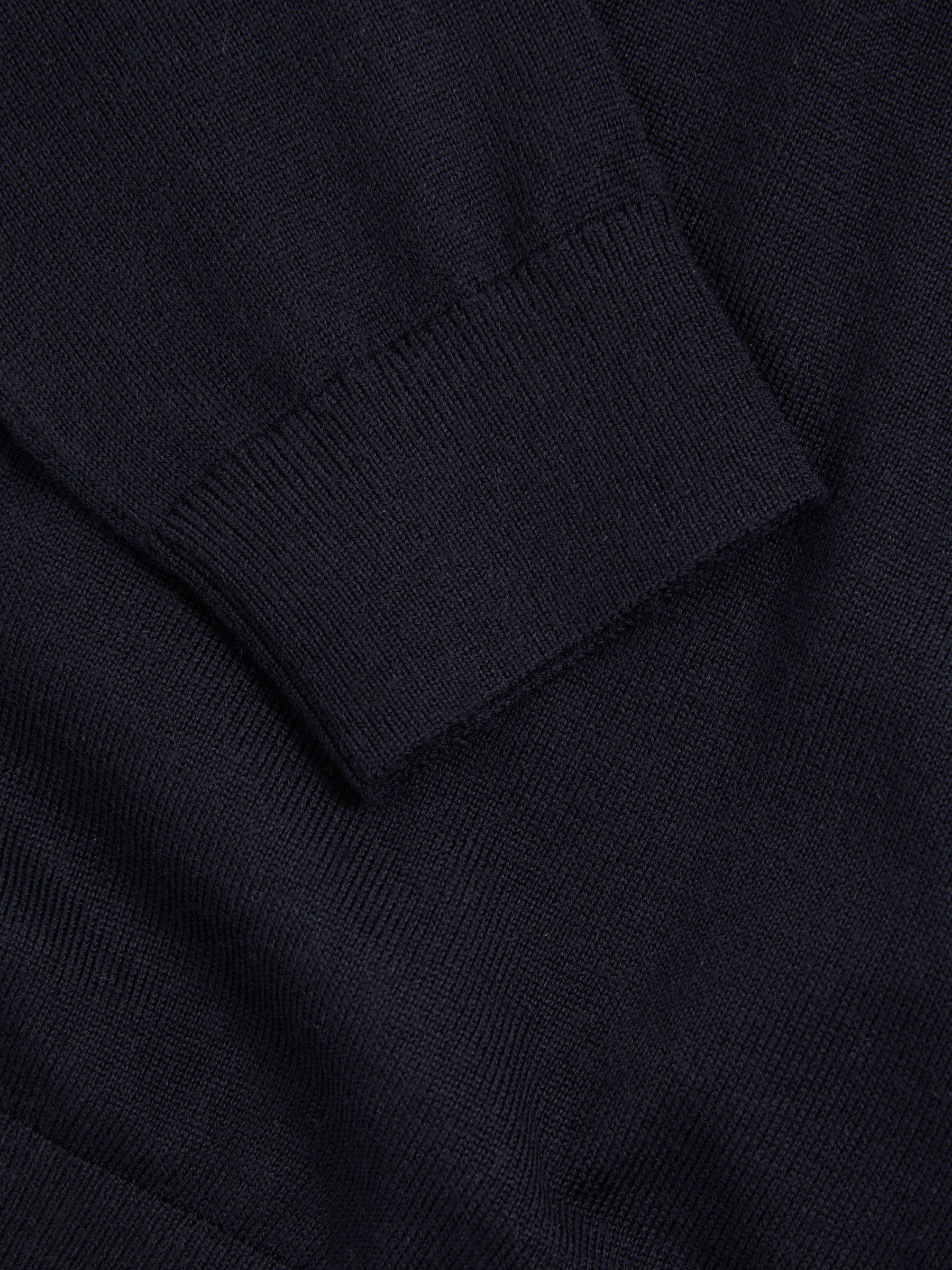 9-13 yrs Merino Wool V-Neck Jumper in Navy - Image 4 of 4