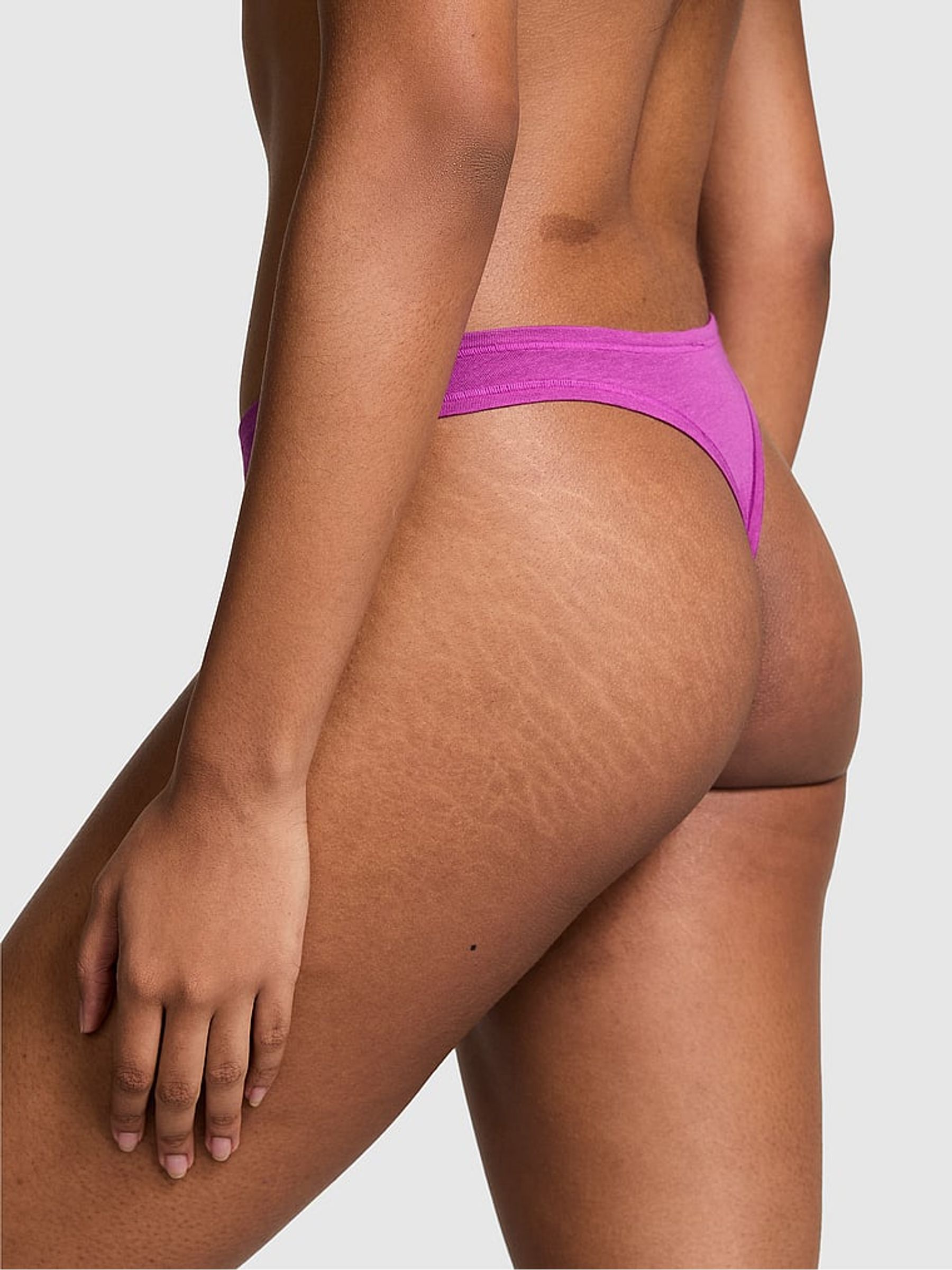 Deep Berry Purple Thong Cotton Cheeky Knickers - Image 2 of 3