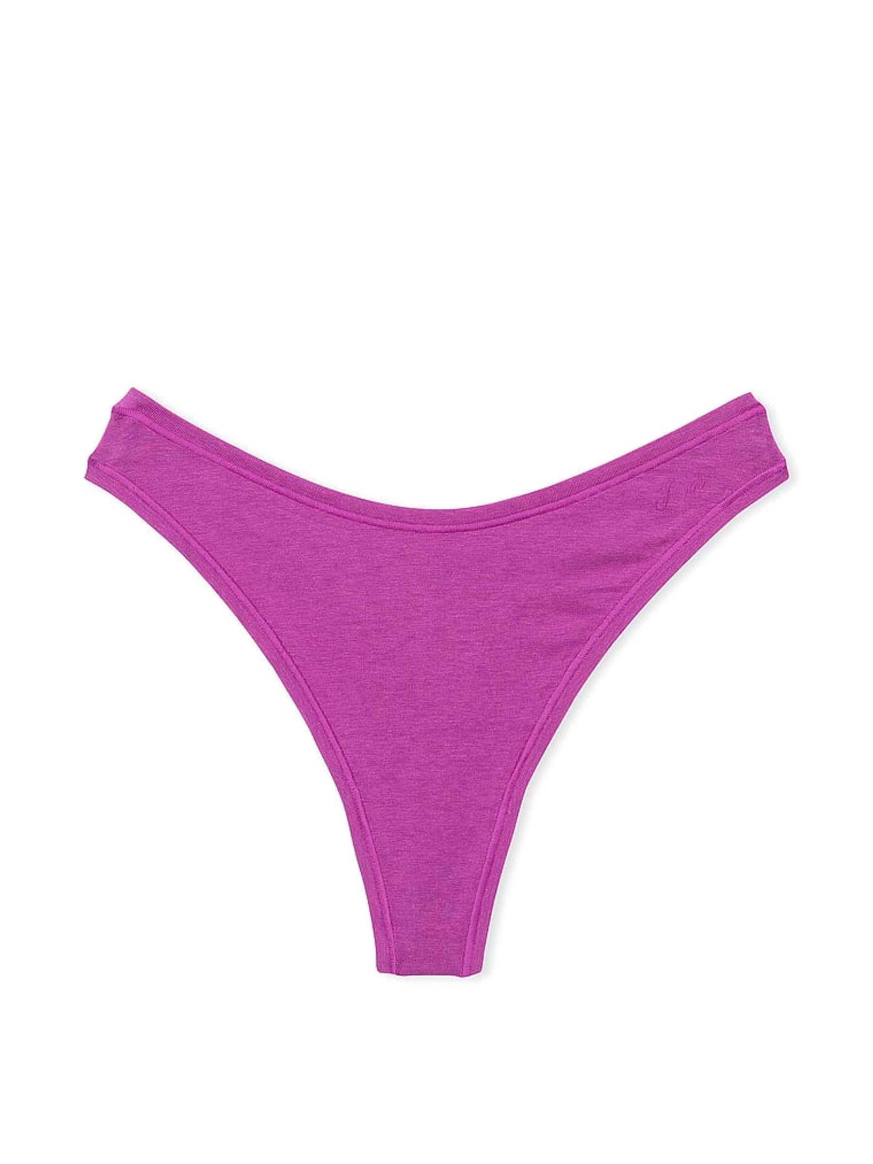 Deep Berry Purple Thong Cotton Cheeky Knickers - Image 3 of 3