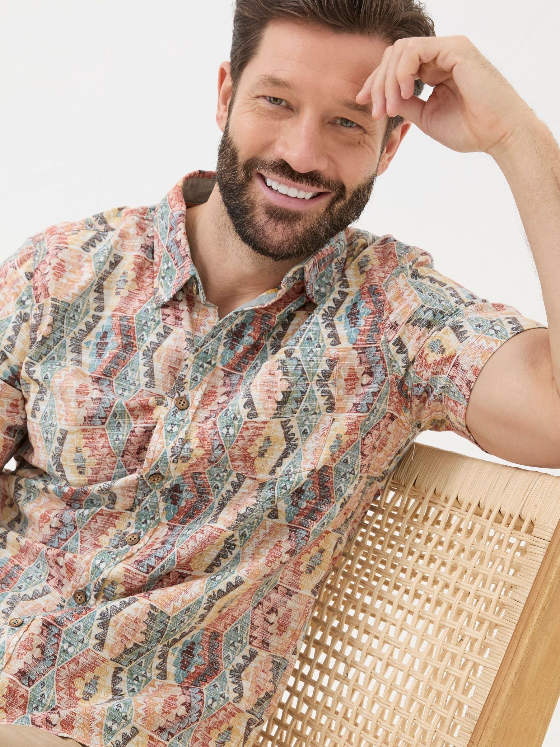 Orange Hexagon Tile Print Shirt - Image 3 of 6
