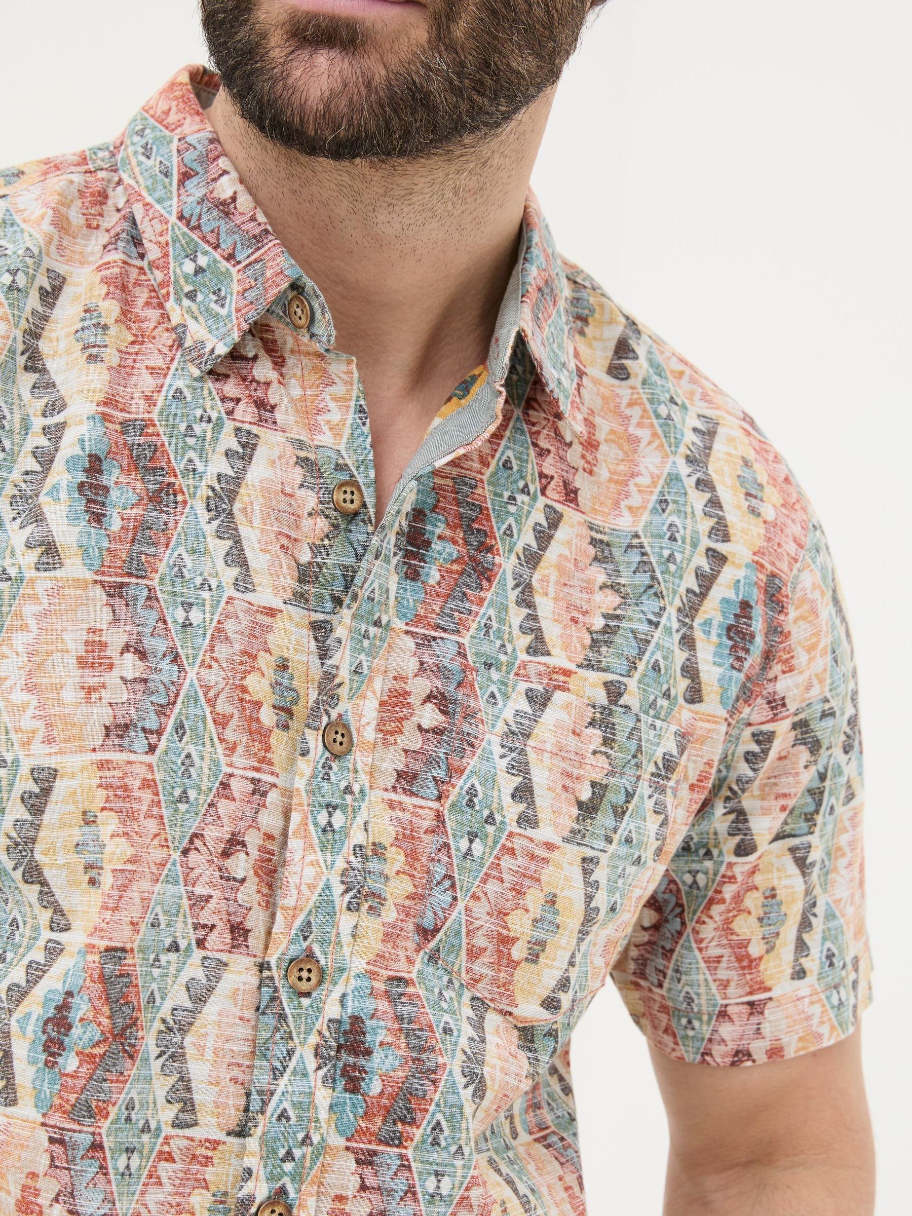Orange Hexagon Tile Print Shirt - Image 4 of 6