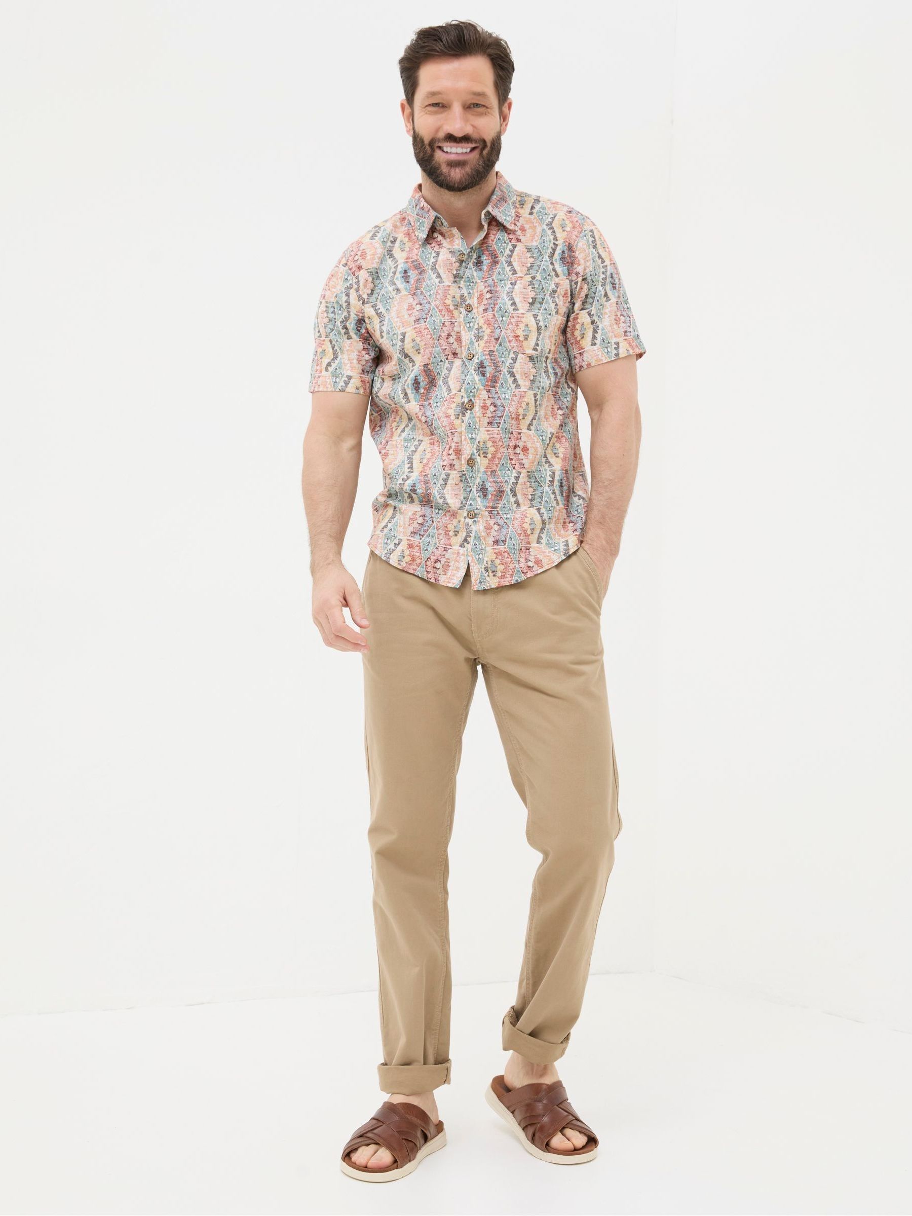 Orange Hexagon Tile Print Shirt - Image 5 of 6