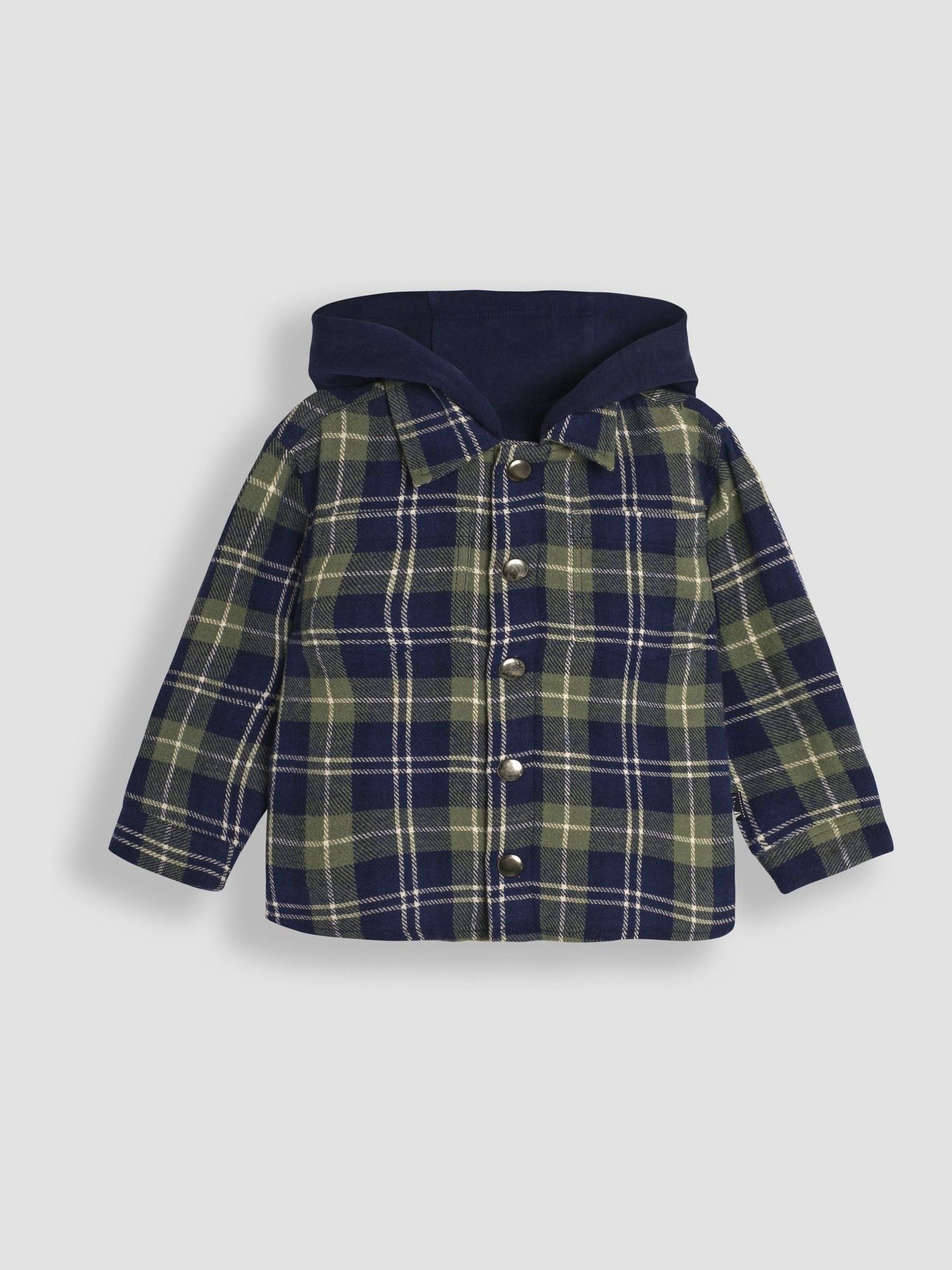 Navy Blue Check Hooded Jacket - Image 1 of 3