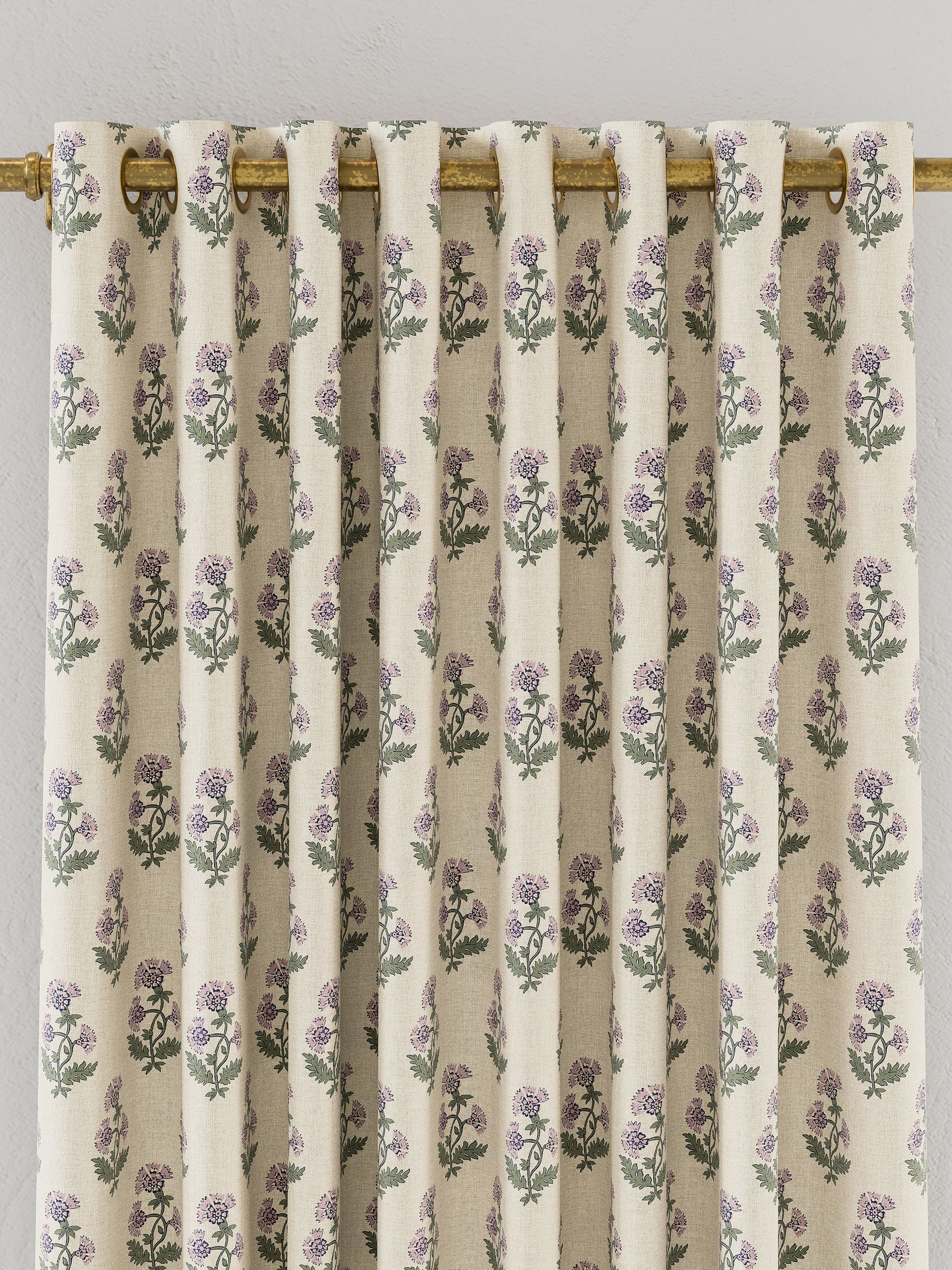Oat/Lilac Chamomile Blackout Eyelet Curtains - Image 2 of 2