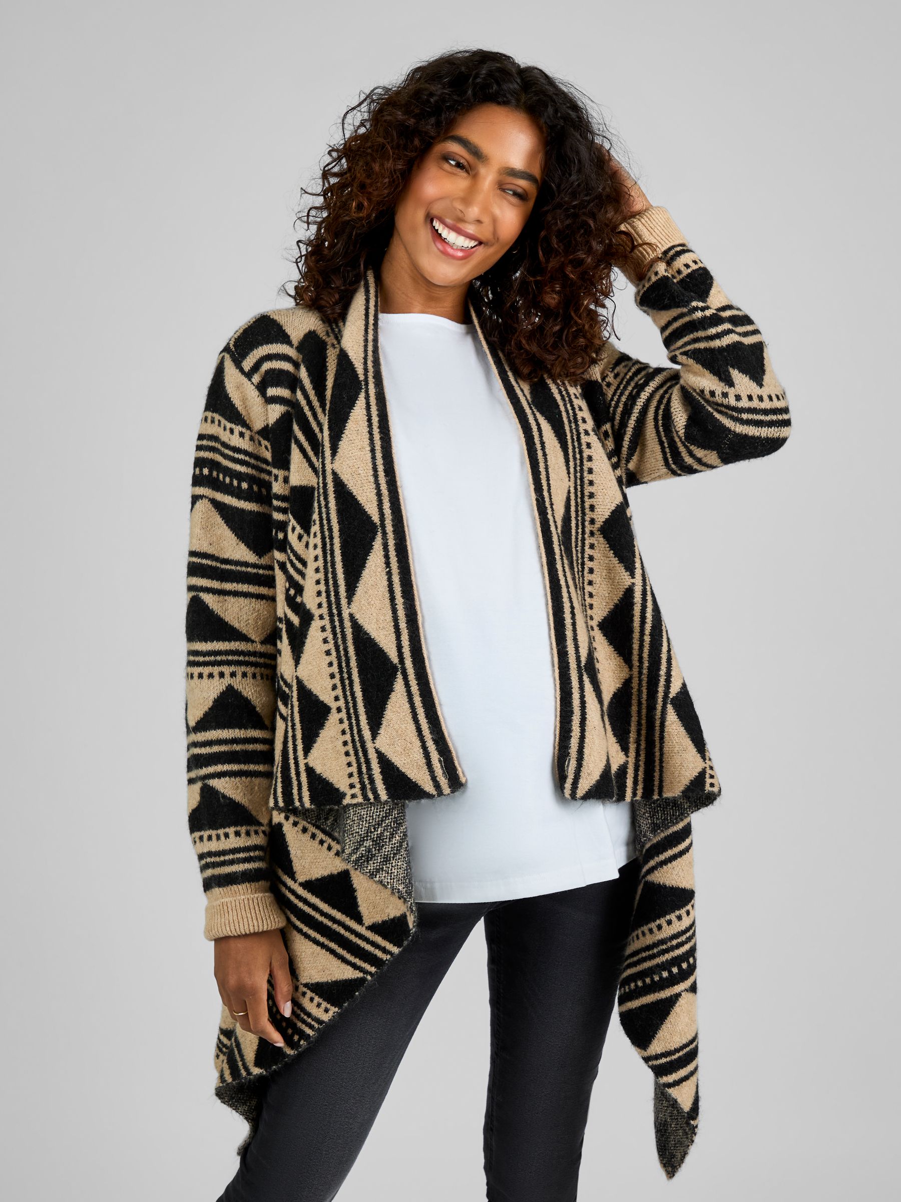 Natural Aztec Maternity Drape Cardigan - Image 3 of 5