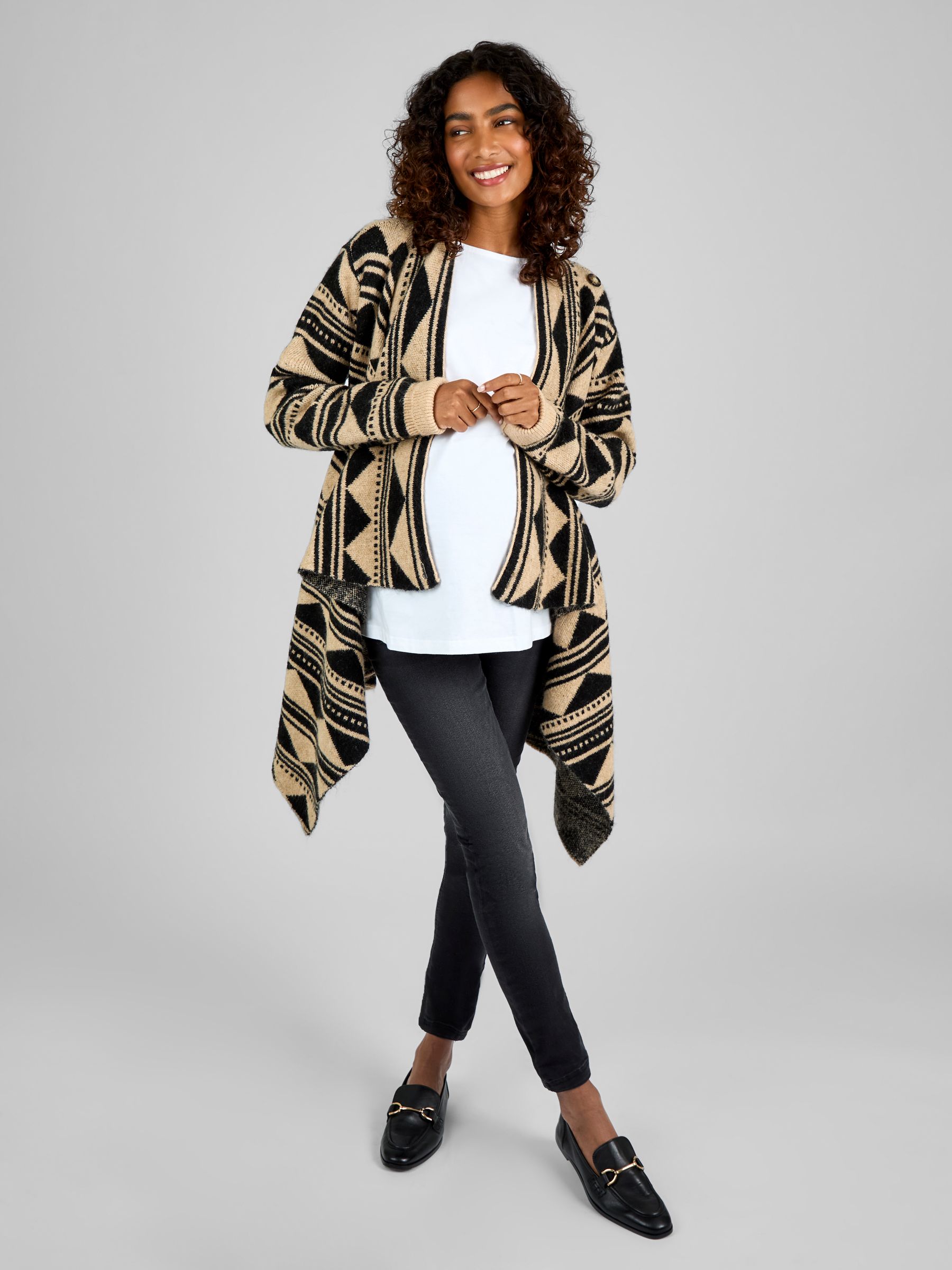 Natural Aztec Maternity Drape Cardigan - Image 4 of 5