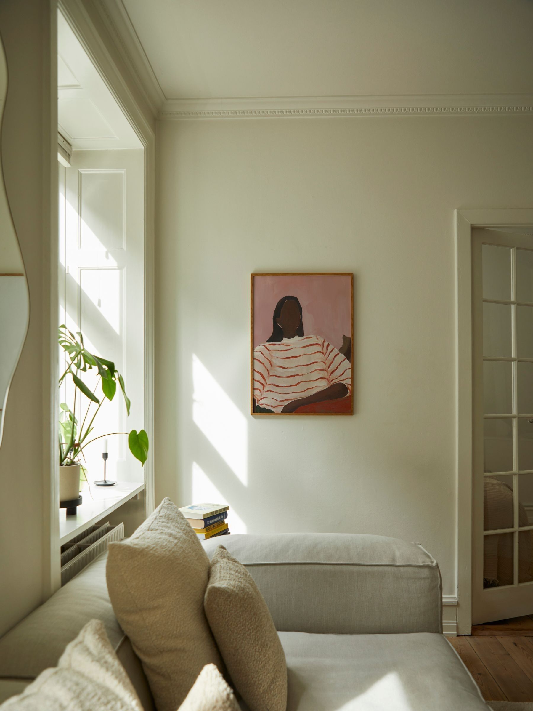 Paper Collective Red Red Stripes Framed Wall Art Print in Natural Oak Frame - Image 3 of 4