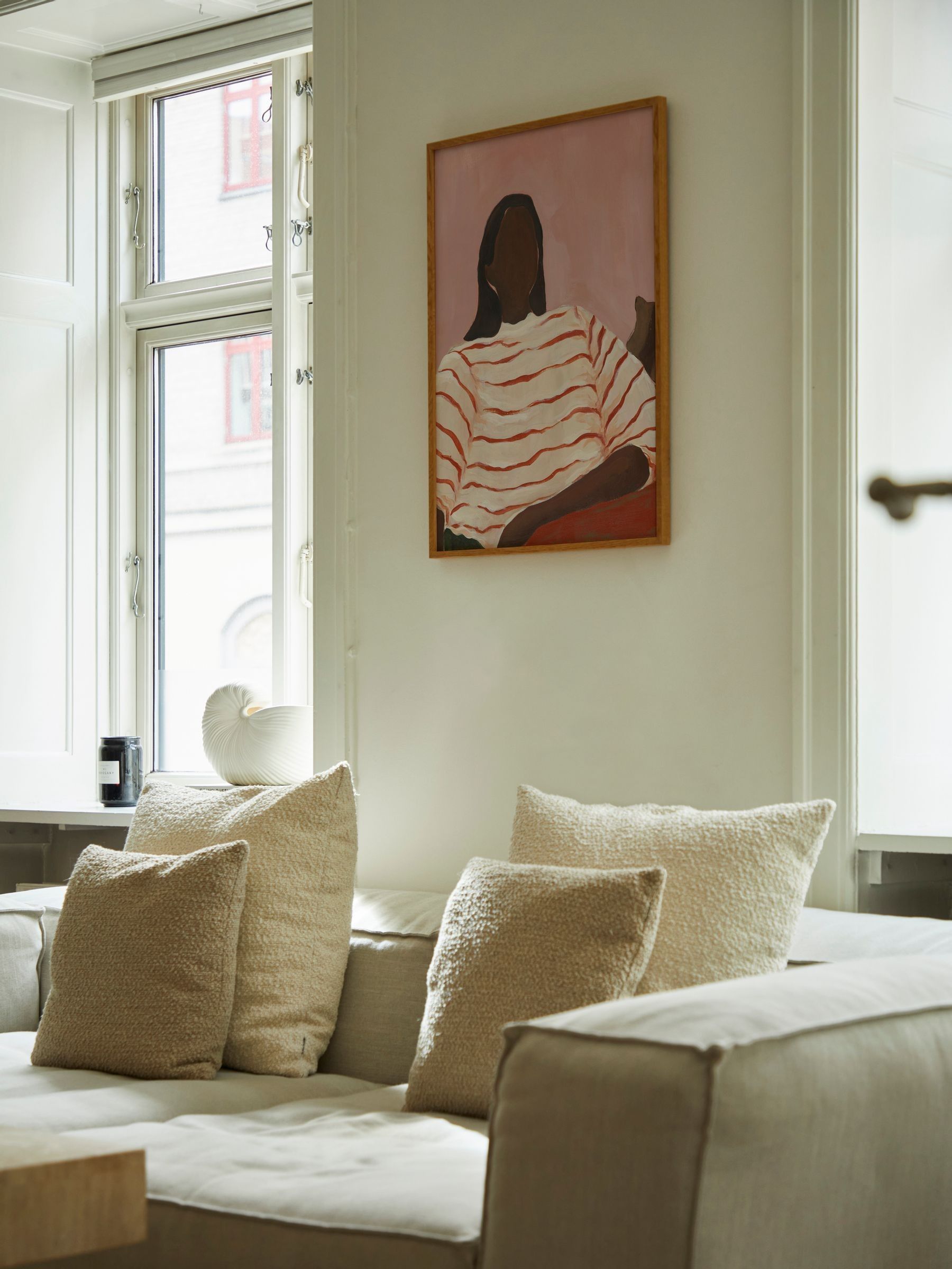 Paper Collective Red Red Stripes Framed Wall Art Print in Natural Oak Frame - Image 4 of 4