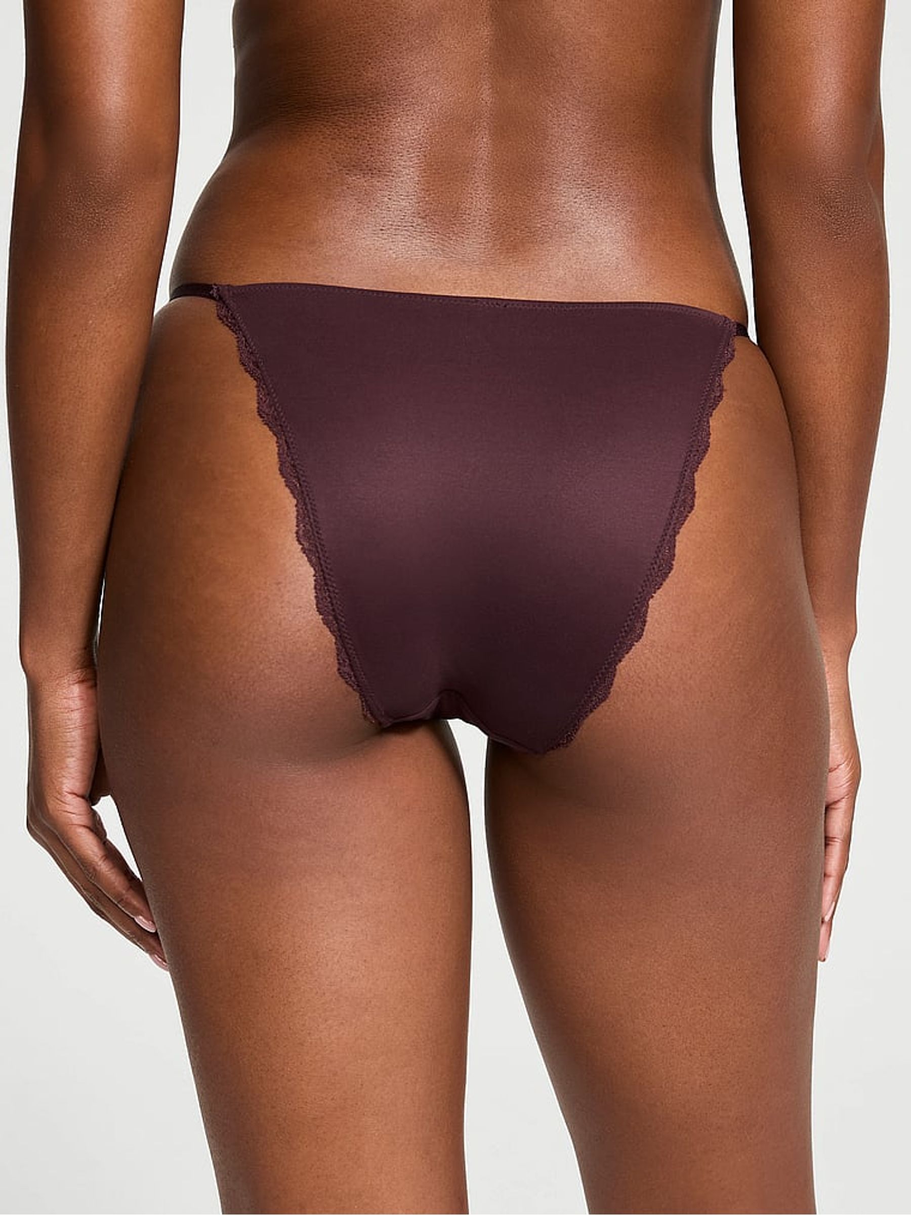 Burgundy Purple Lace Trim Bikini Knickers - Image 2 of 3