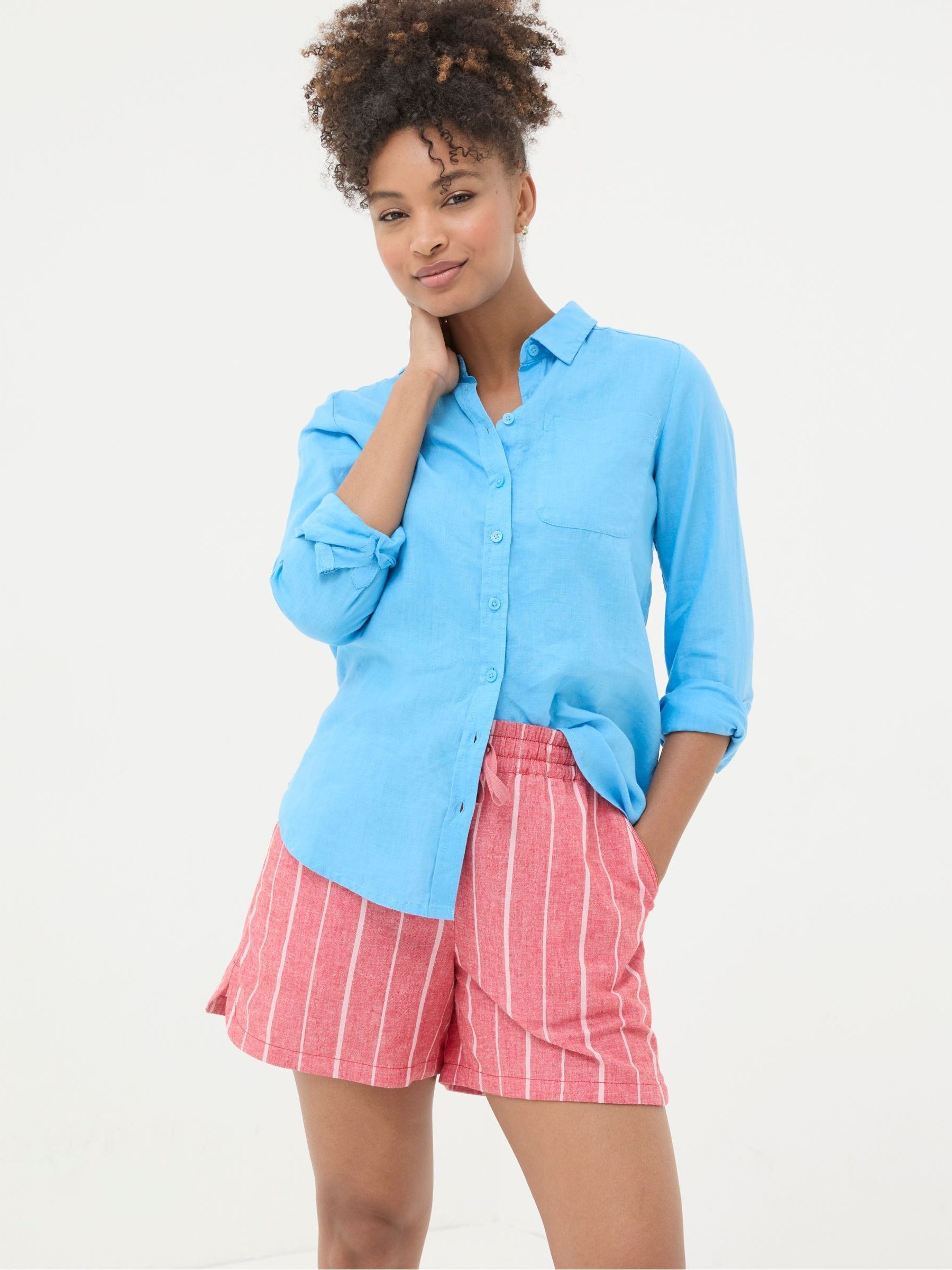 Olivia Blue Linen Shirt - Image 1 of 4 Olivia Blue Linen Shirt - Image 1 of 4