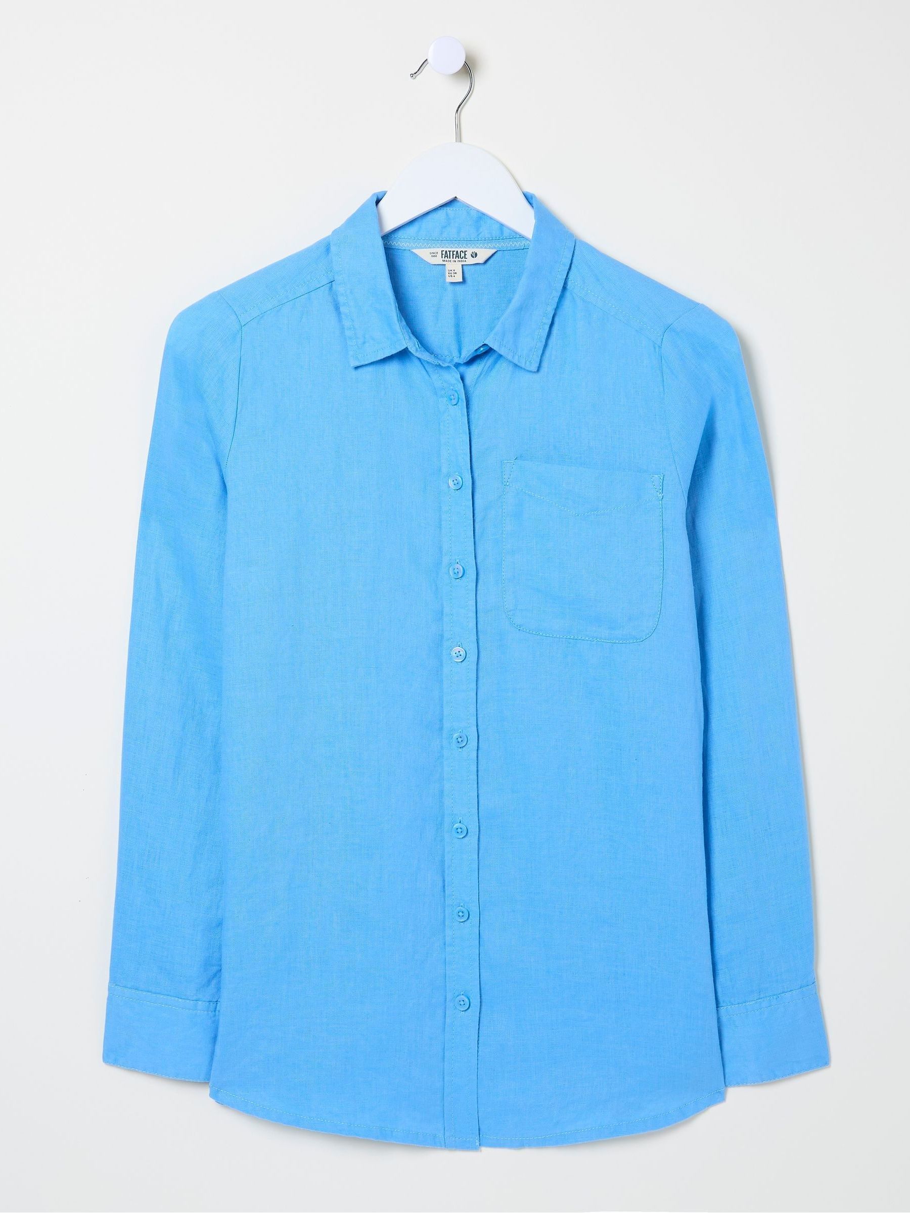 Olivia Blue Linen Shirt - Image 4 of 4 Olivia Blue Linen Shirt - Image 4 of 4