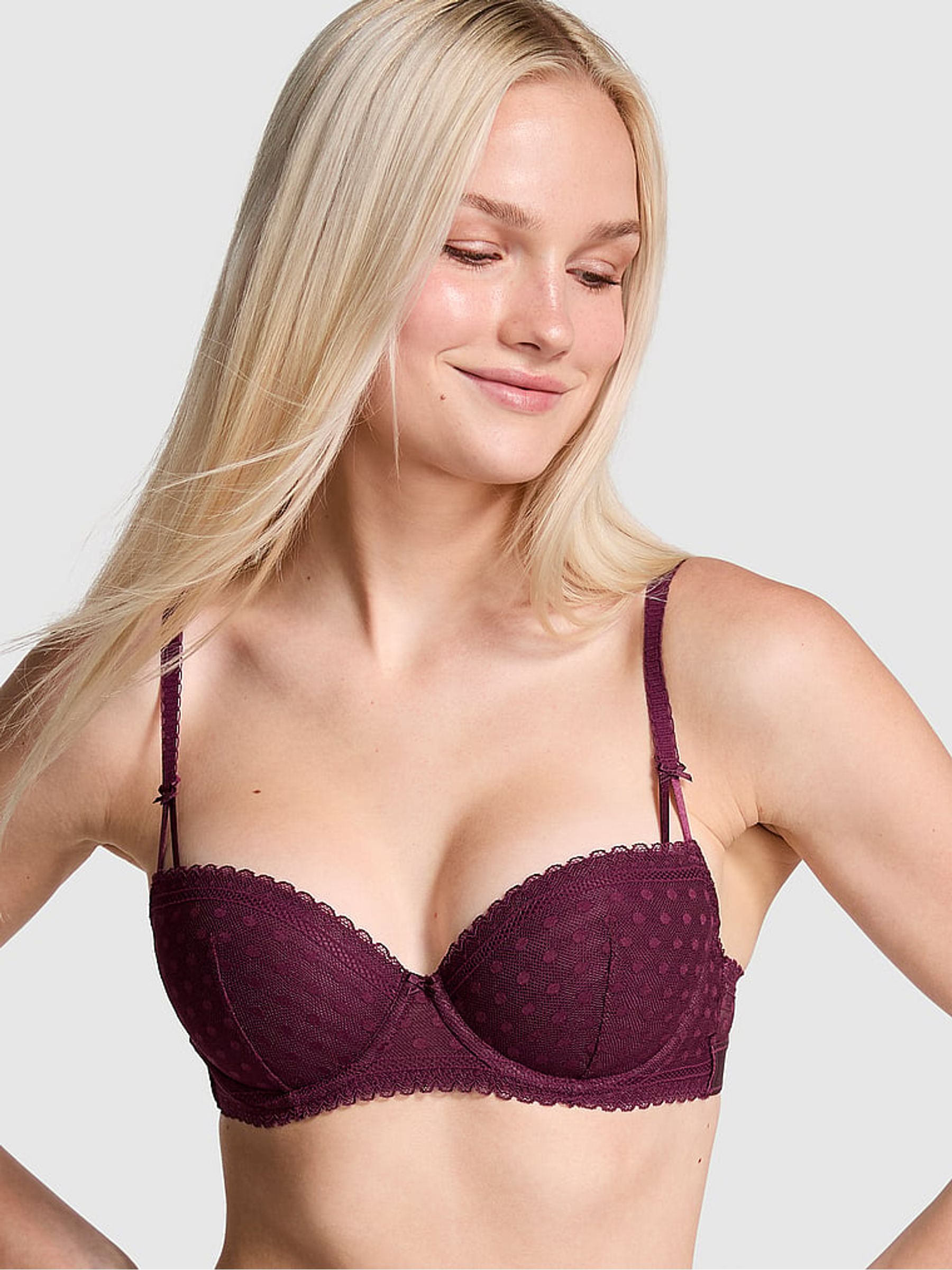 Purple Rose Dainty Dot Balcony Lace Bra - Image 1 of 4