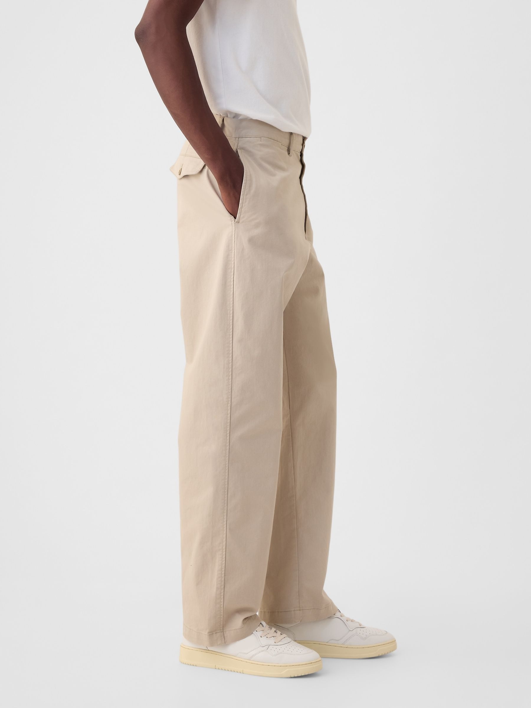 Neutral 90's Loose Fit Stretch Chino Trousers - Image 4 of 5