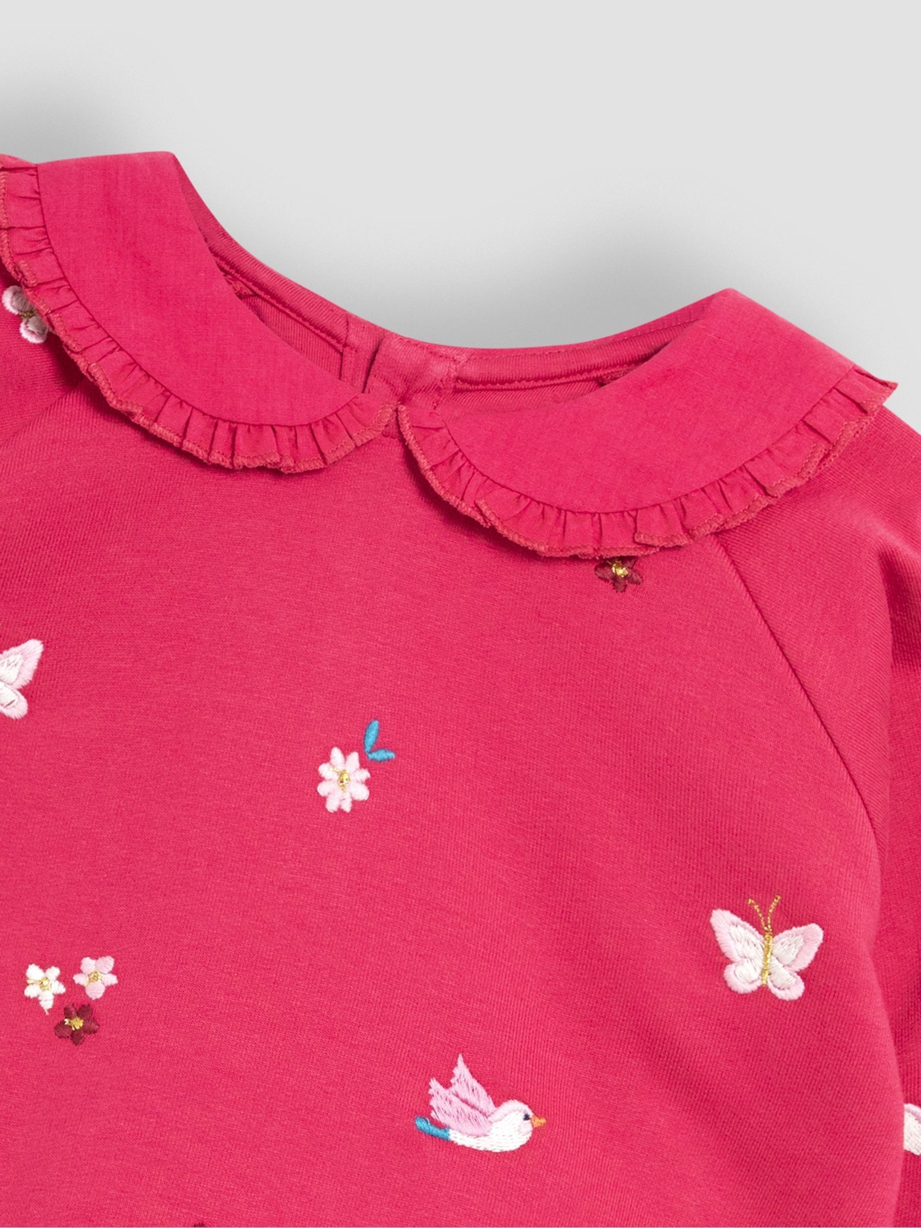 Raspberry Pink Bird Embroidered Collar Sweatshirt - Image 3 of 3