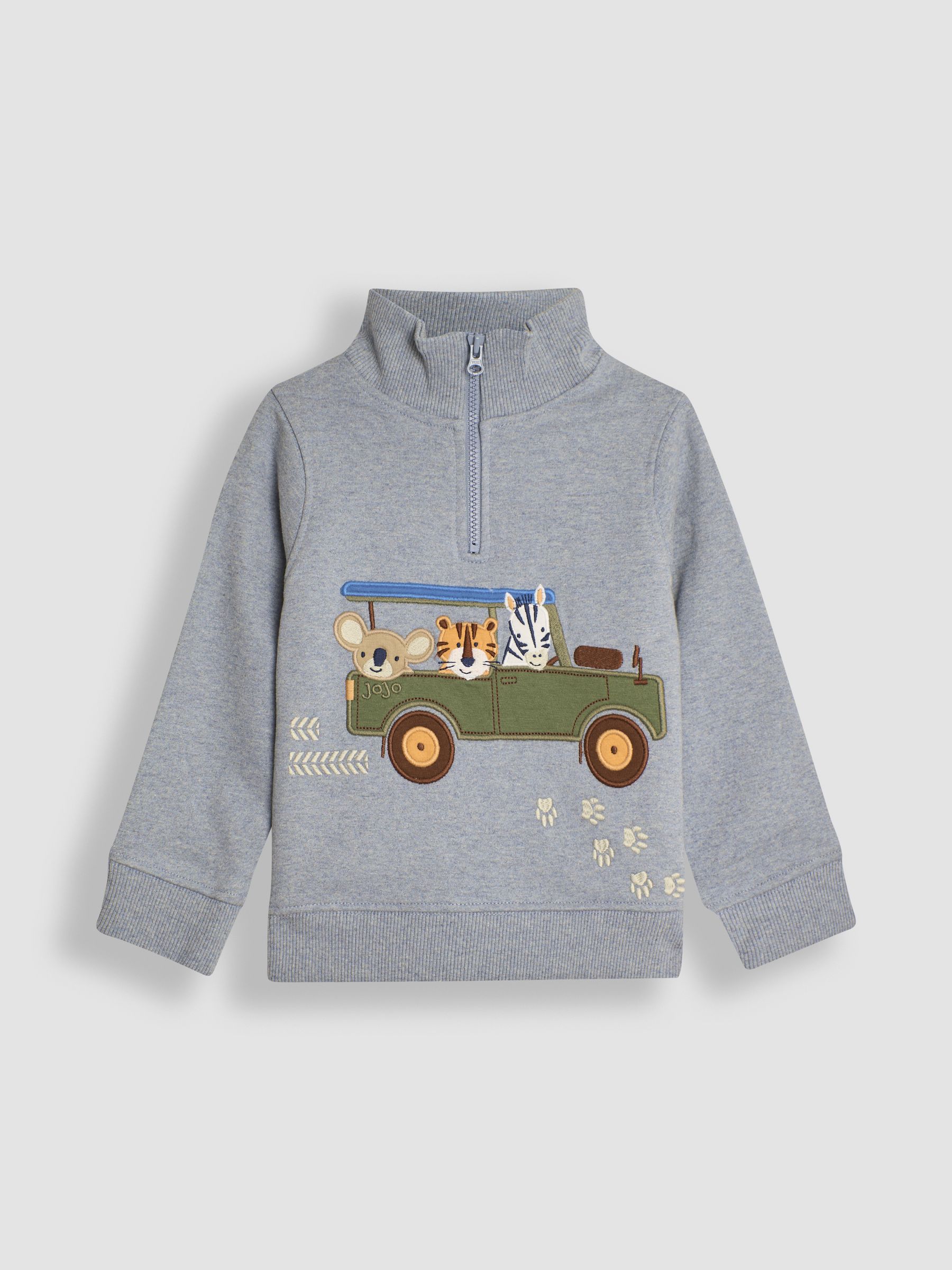 Blue Safari Jeep Appliqué Half Zip Sweatshirt - Image 1 of 3