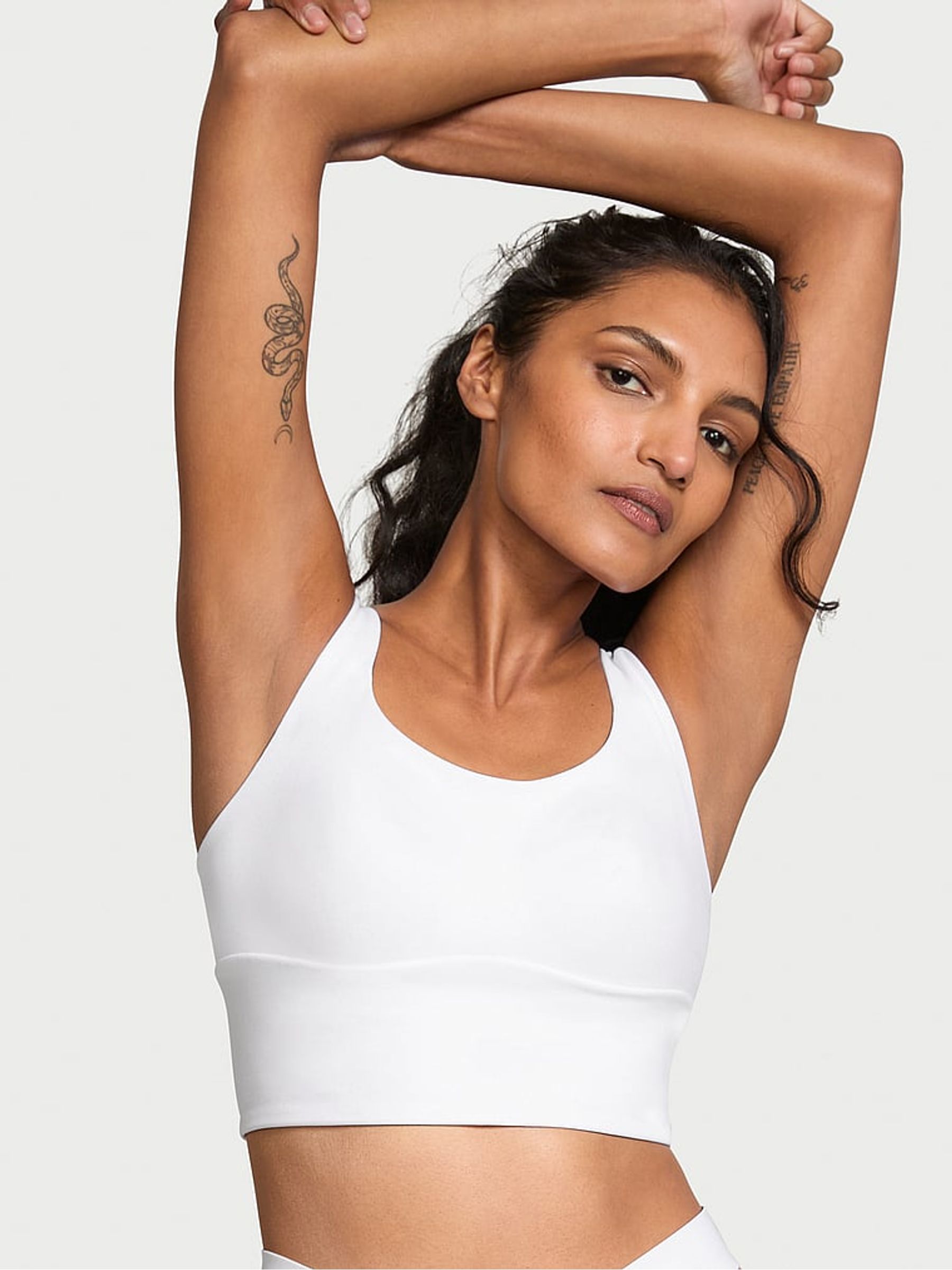 White Cross Back Mesh Sports Bra - Image 1 of 4
