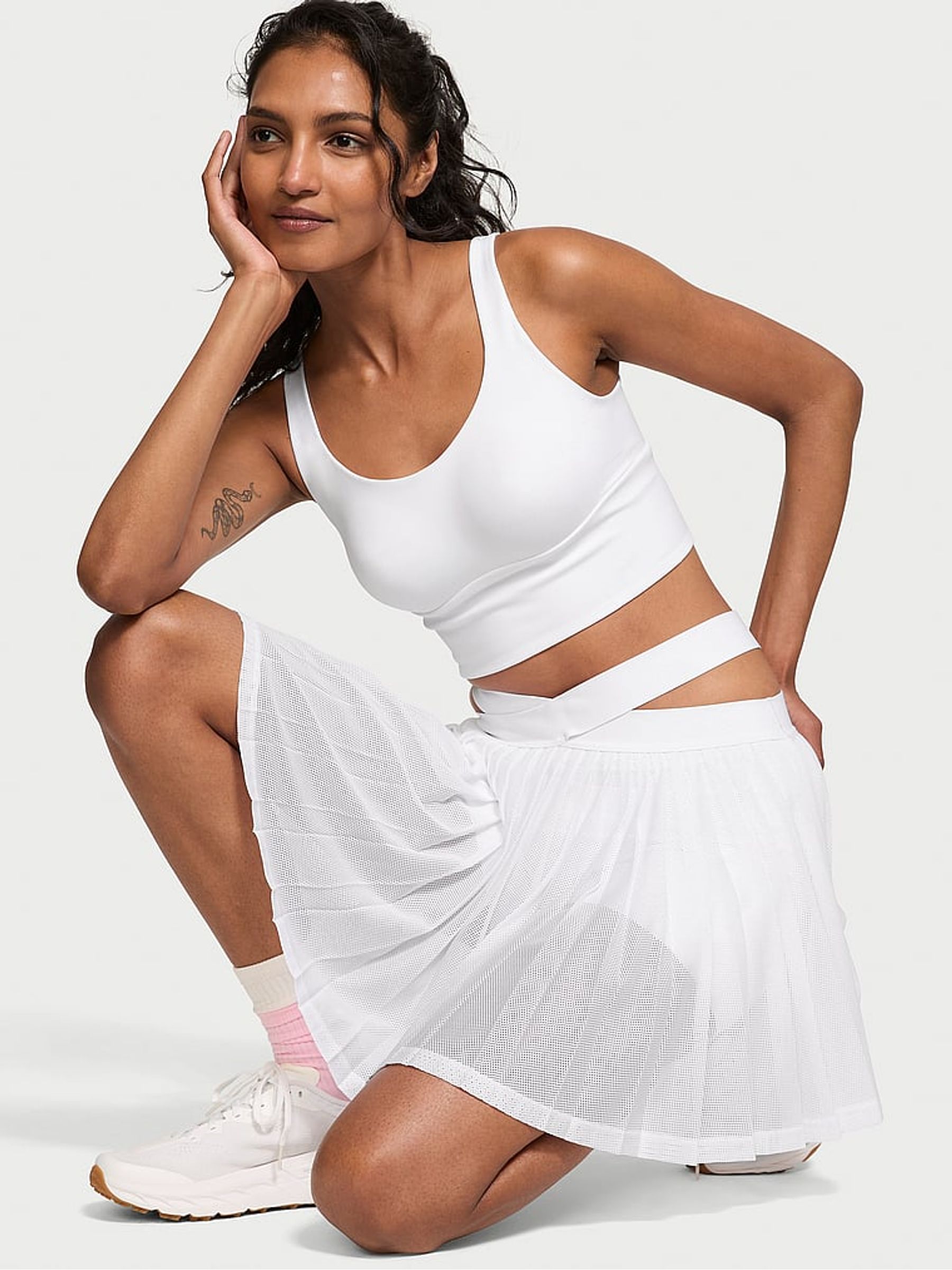 White Cross Back Mesh Sports Bra - Image 3 of 4