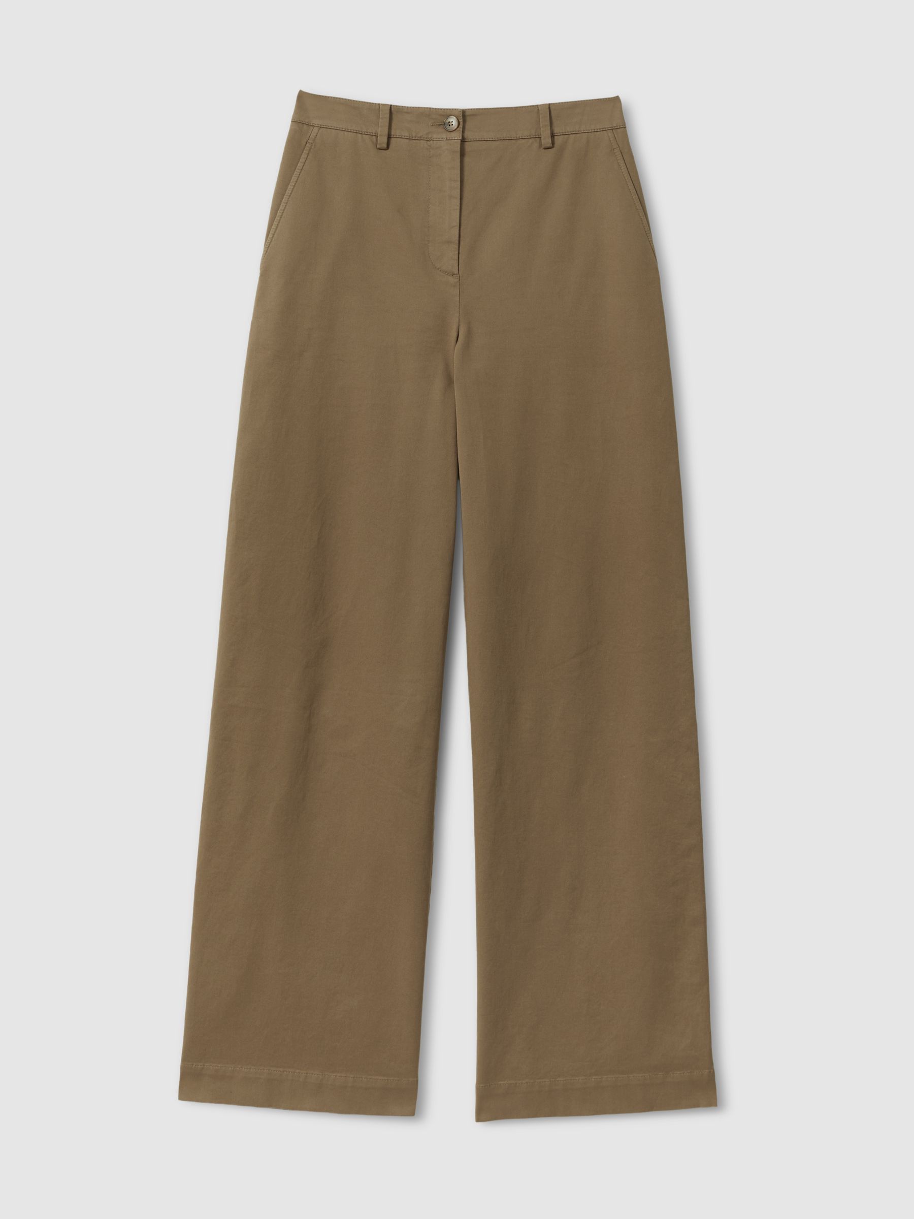 Petite Cotton Blend Wide Leg Trousers in Dark Camel - Image 2 of 7