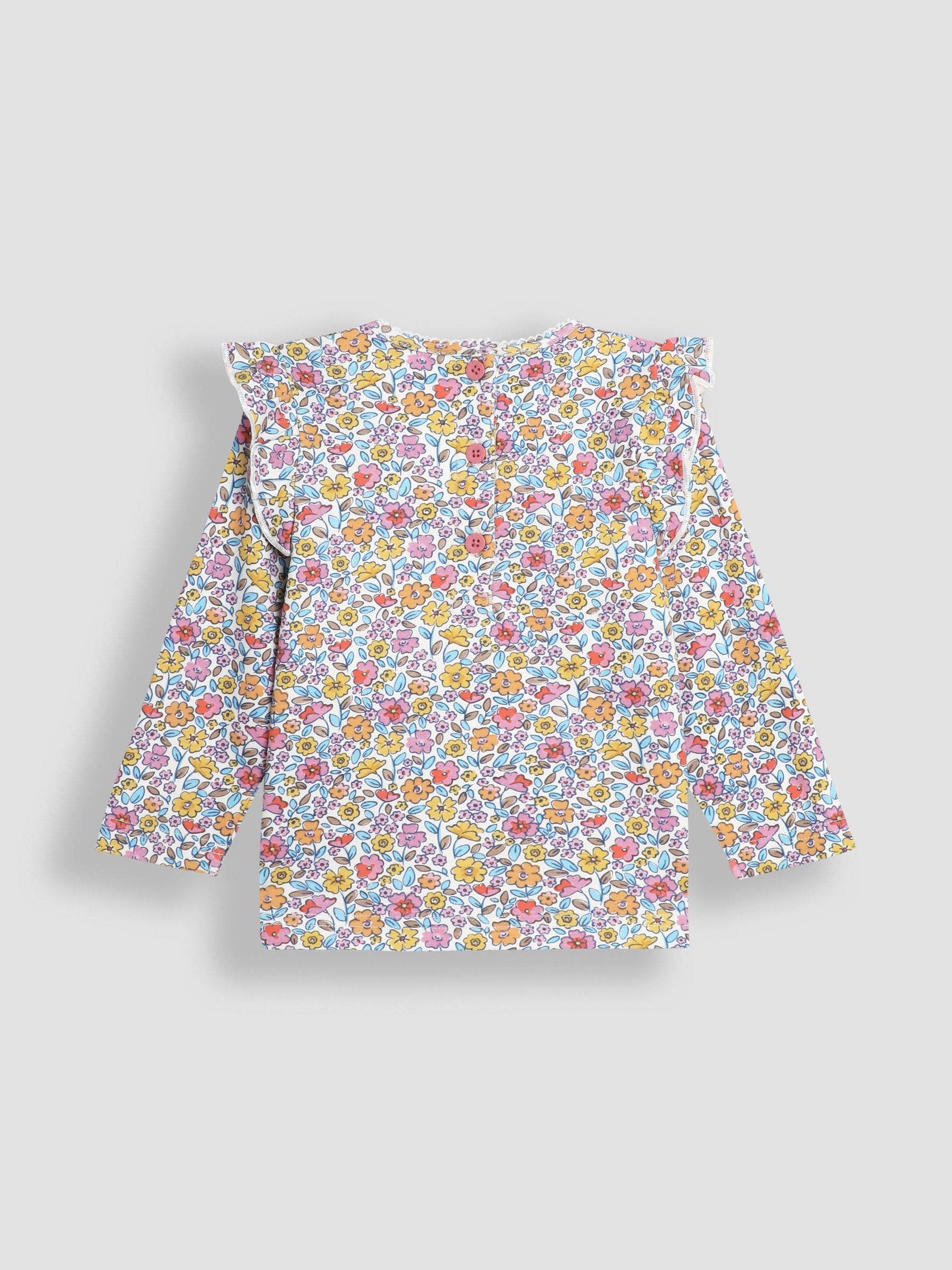 Mustard Yellow Floral and Stripe Frill Tops 2 Pack - Image 3 of 5