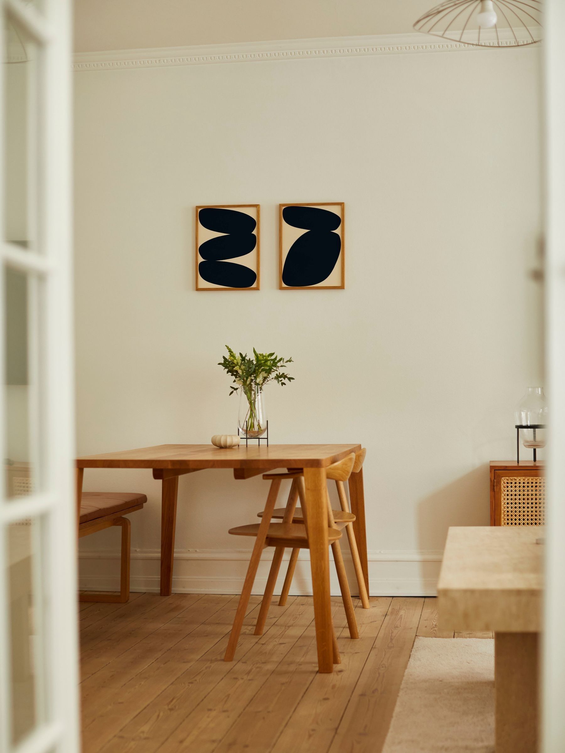 Paper Collective Beige Solid Shapes 01 Framed Wall Art Print in Natural Oak Frame - Image 4 of 4