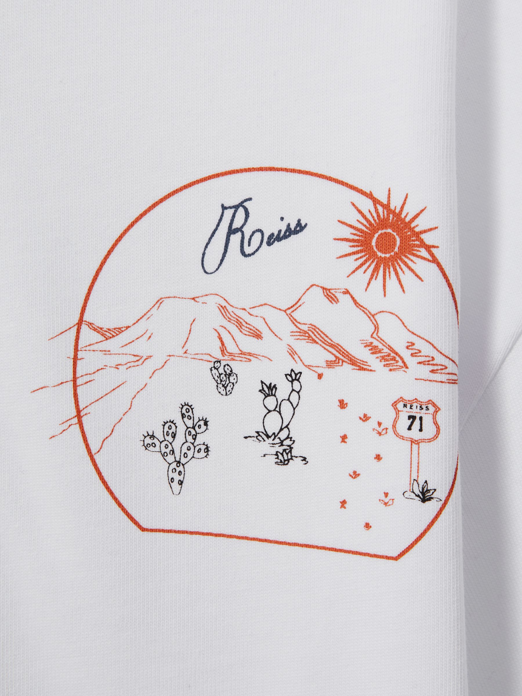 Teen Cotton Crew Neck Motif T-Shirt in Optic White/Orange - Image 4 of 4