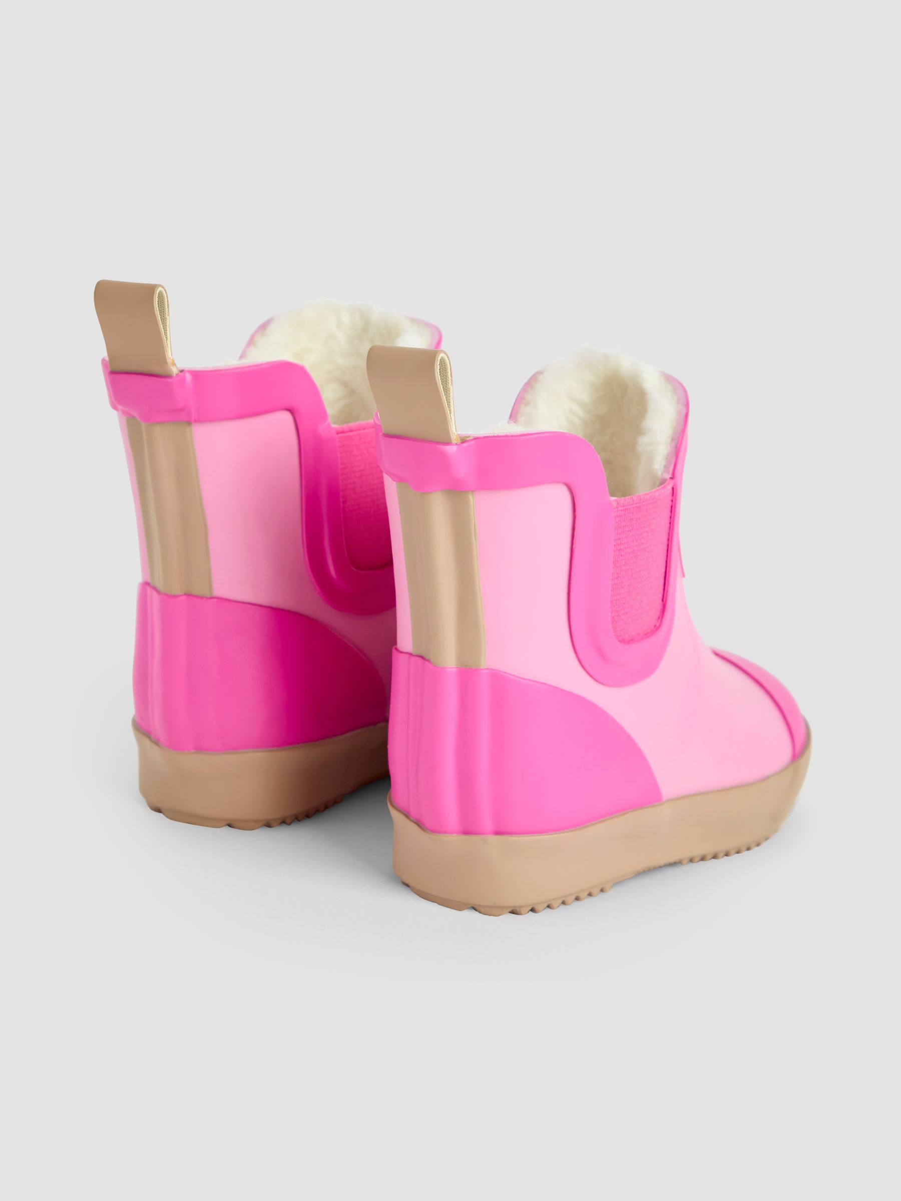 Light Pink Cosy Lined Colour Block Wellies - Image 2 of 4