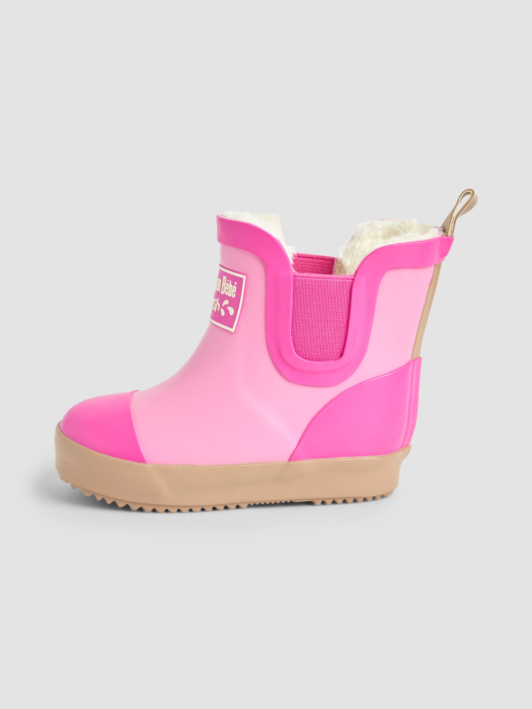 Light Pink Cosy Lined Colour Block Wellies - Image 3 of 4