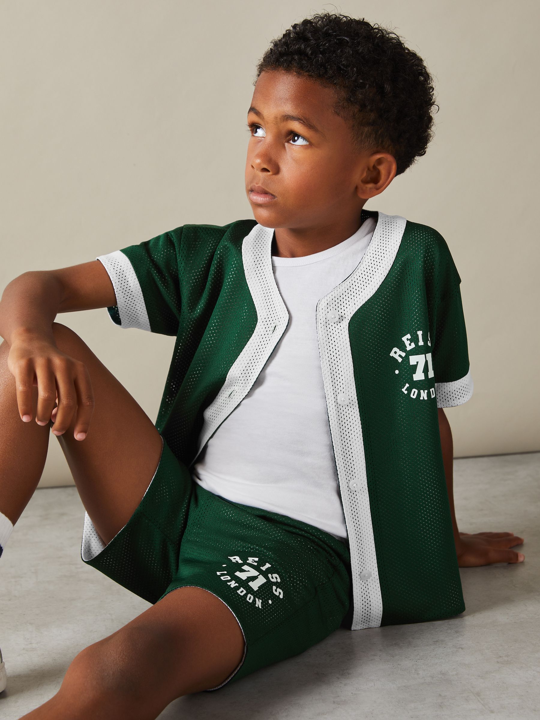 3-9 yrs Airtex Reversible Baseball Shirt in Dark Green/Optic White - Image 3 of 6
