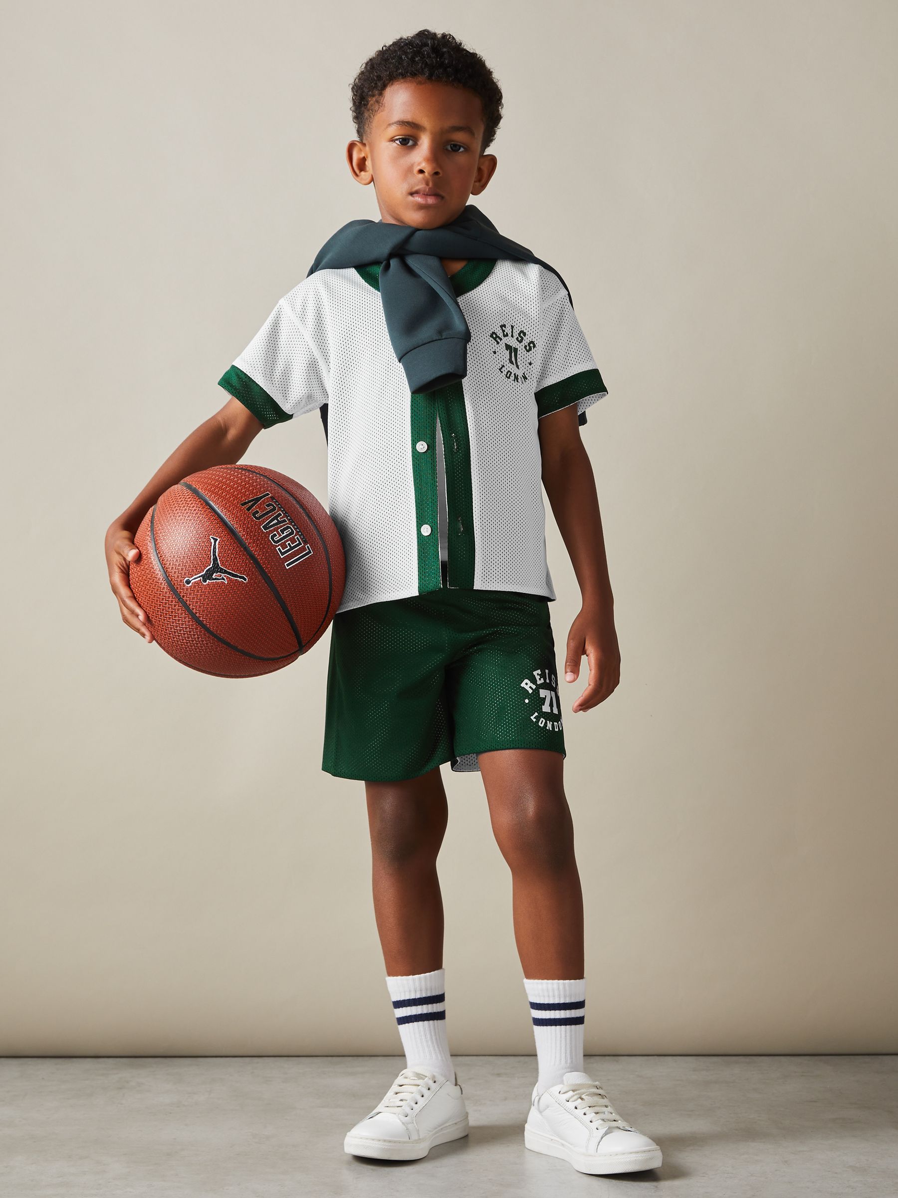 3-9 yrs Airtex Reversible Baseball Shirt in Dark Green/Optic White - Image 5 of 6