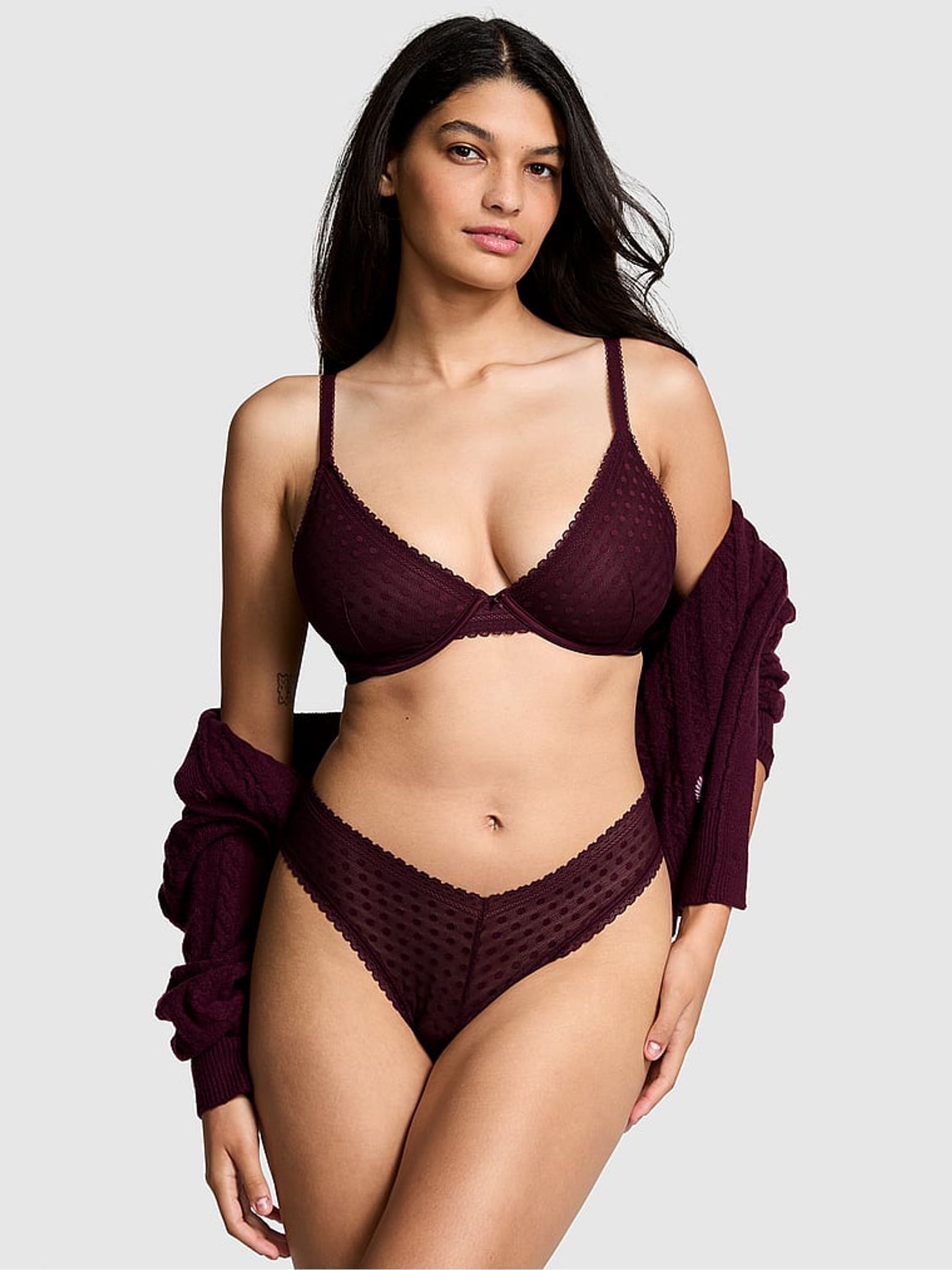 Purple Rose Dainty Dot Plunge Lace Bra - Image 3 of 4