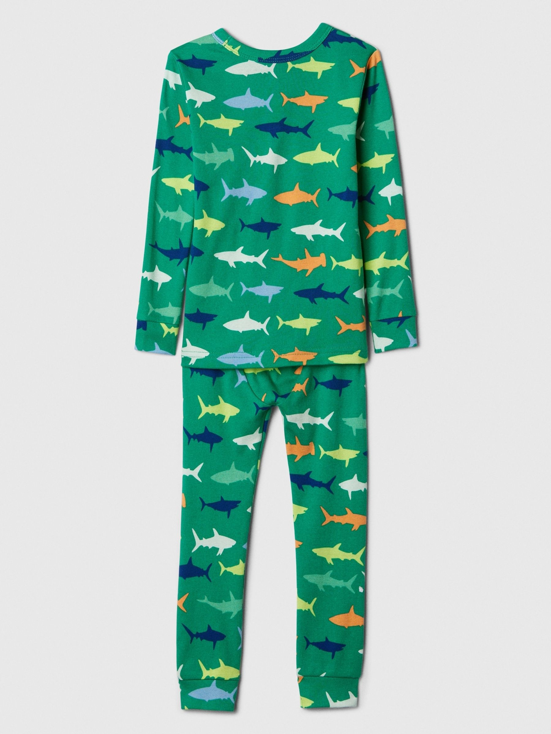 Green Shark Organic Cotton Long Sleeve Graphic Pyjama Set (6mths-5yrs) - Image 2 of 3