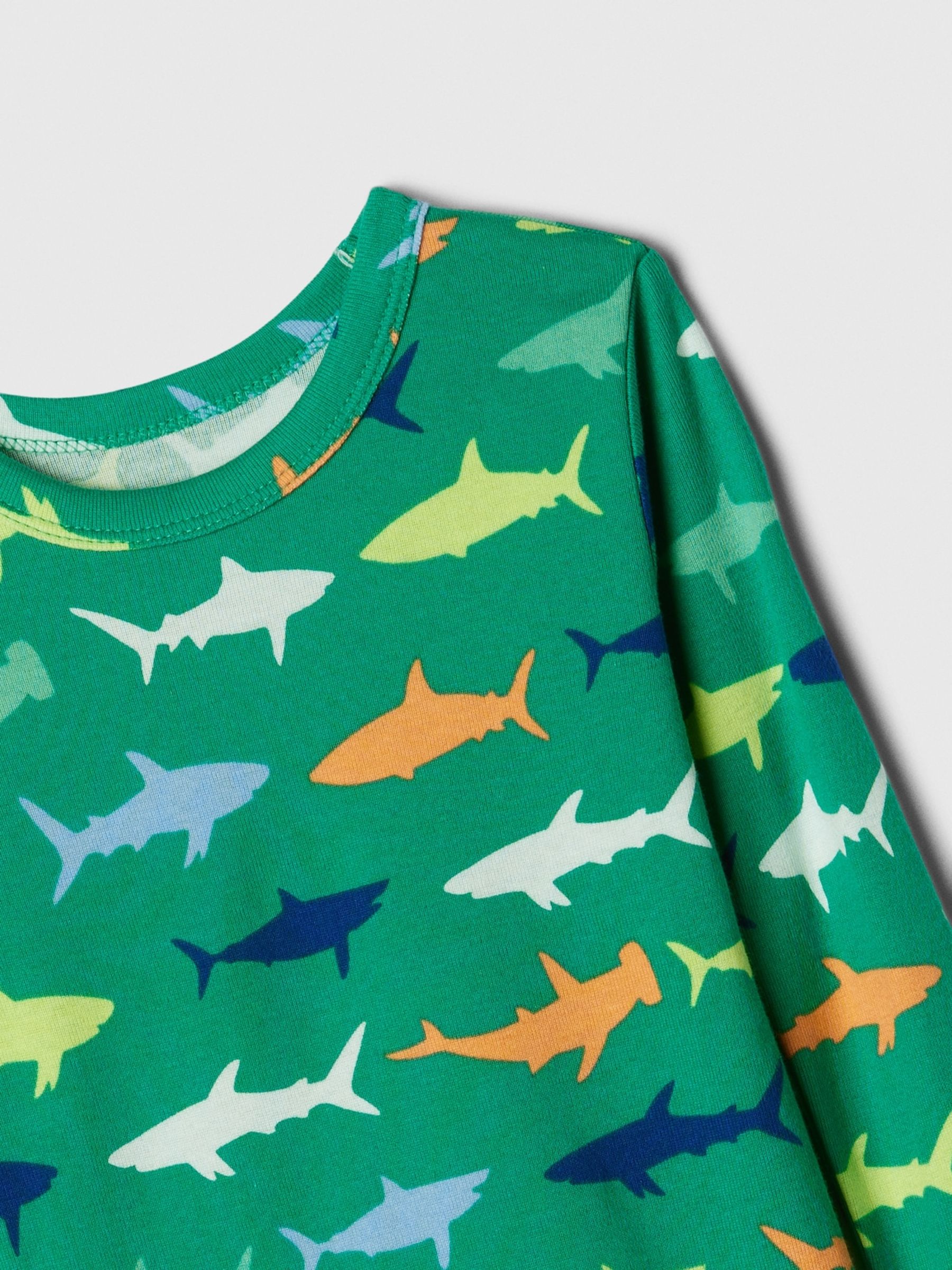 Green Shark Organic Cotton Long Sleeve Graphic Pyjama Set (6mths-5yrs) - Image 3 of 3