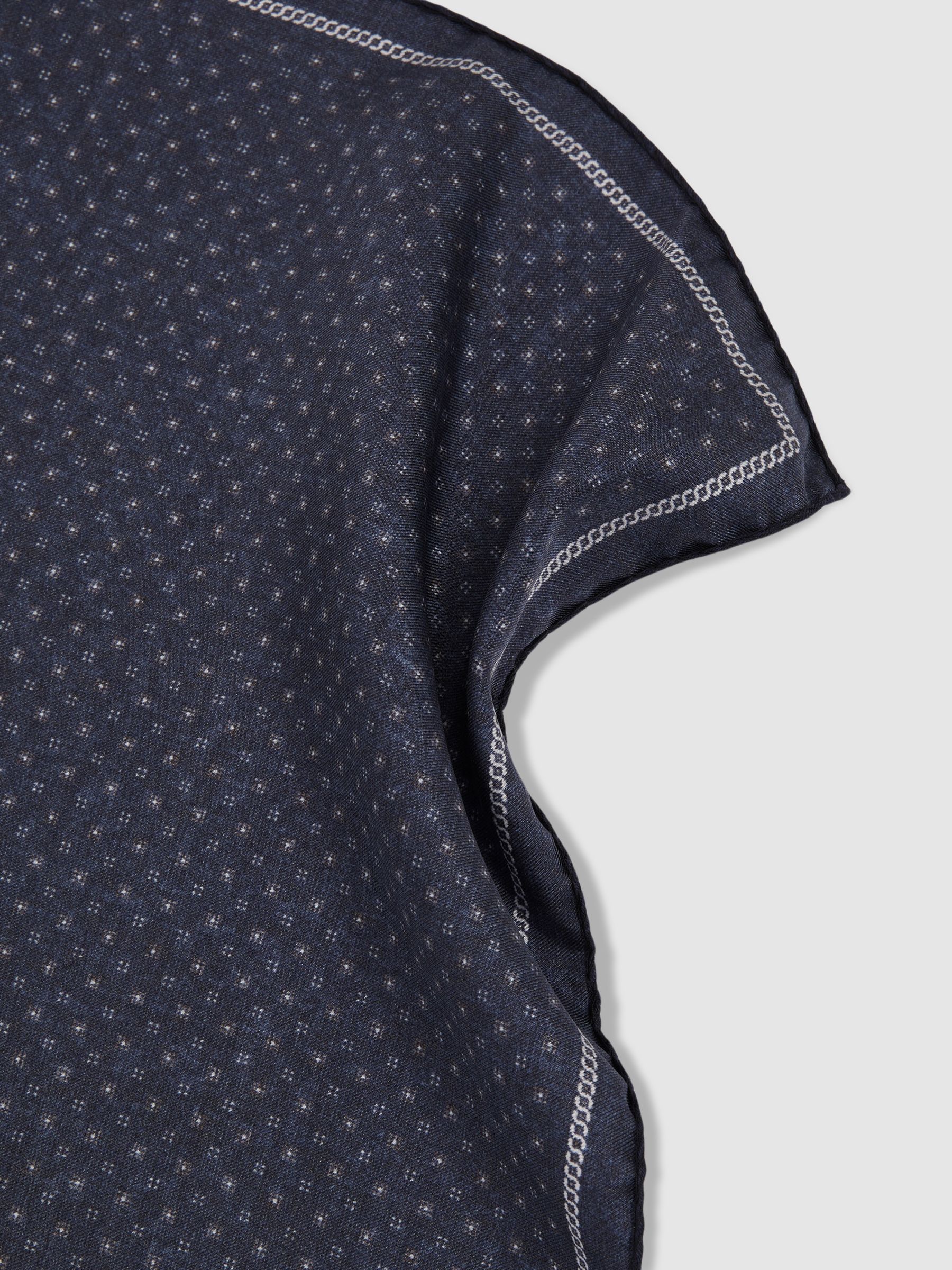 Reversible Silk Pocket Square in Navy - Image 4 of 5